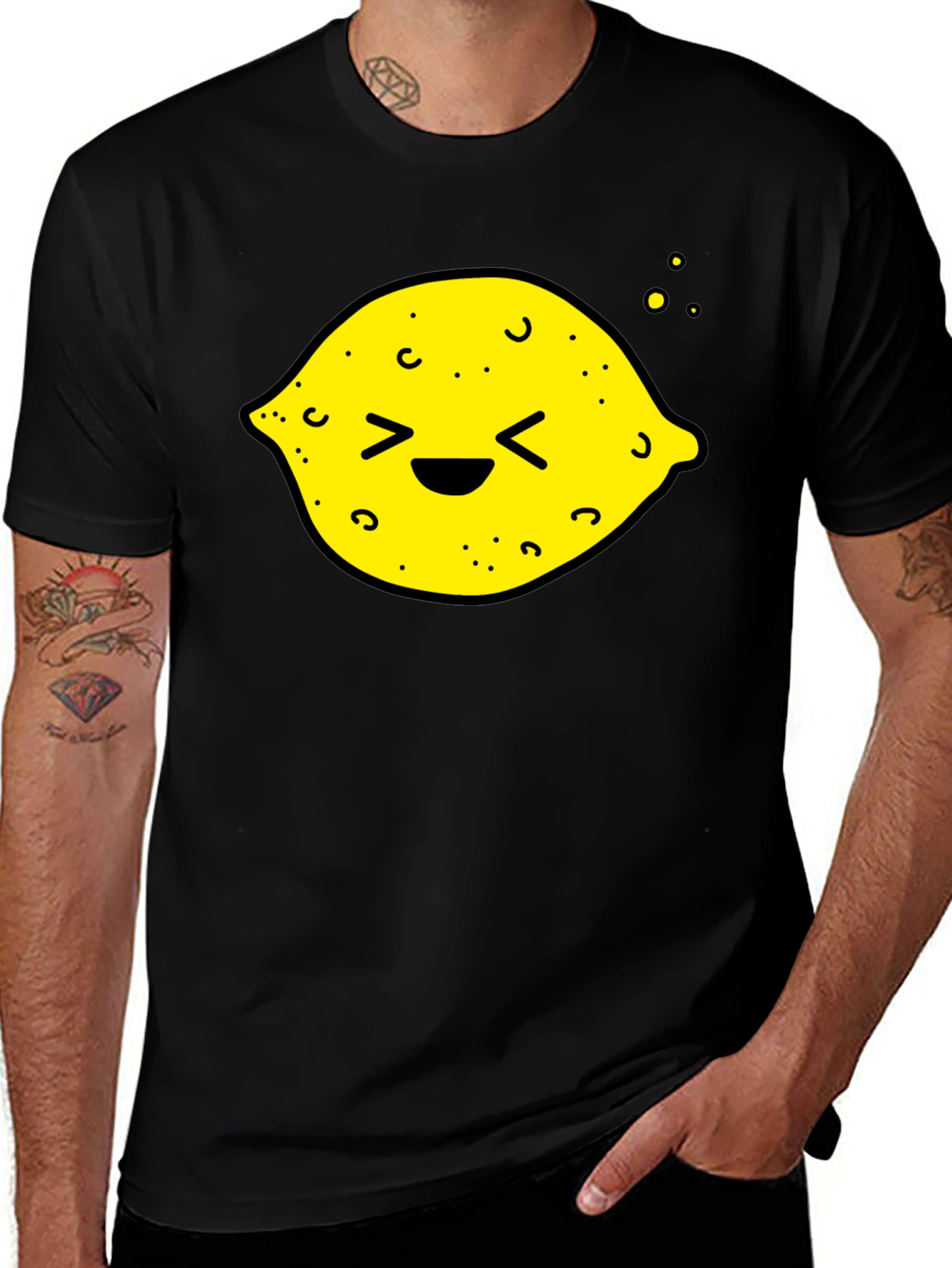 Variant 23 of Happy Lemon Graphic Tee - Black Unisex T-Shirt