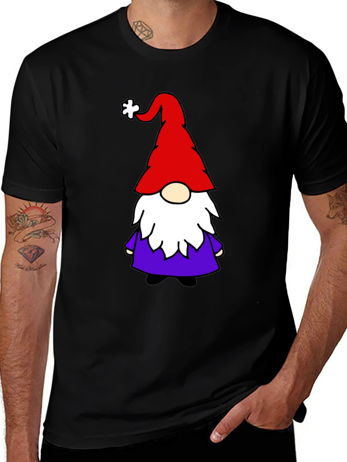 Variant 25 of Gnome Graphic Tee - Black Cotton Blend Shirt