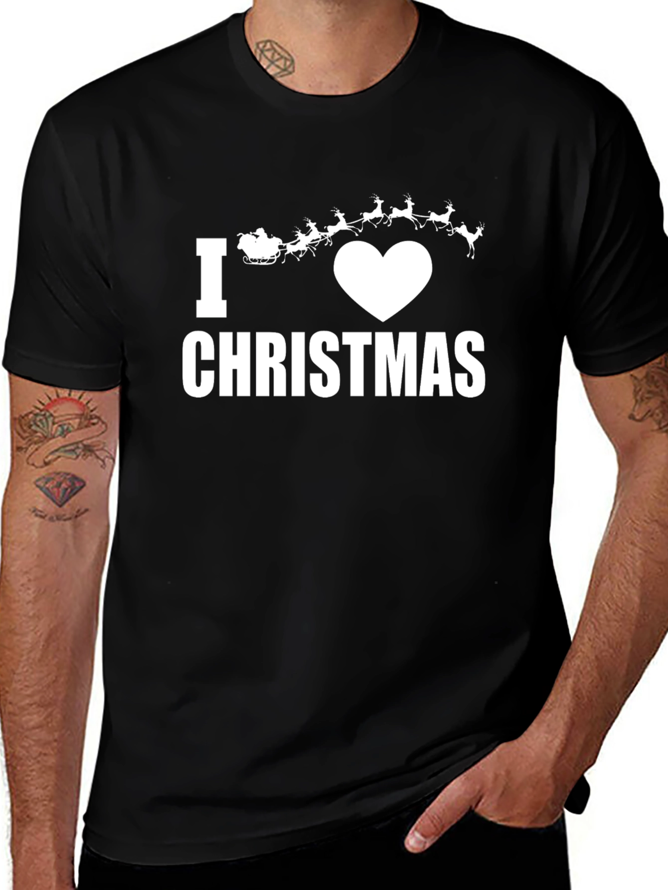 I Heart Christmas T-Shirt - Holiday Santa Reindeer Graphic Tee