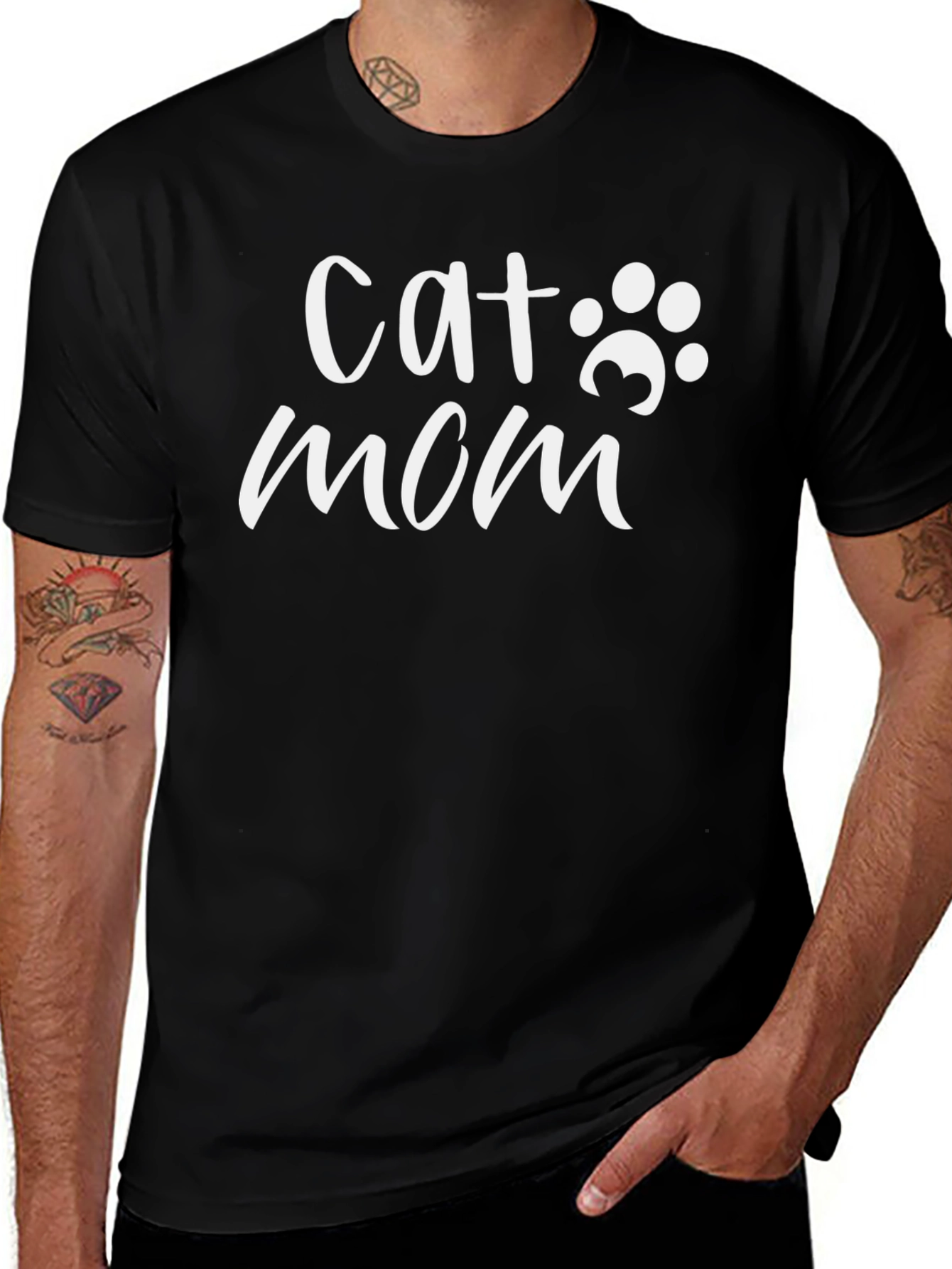 Variant 23 of Cat Mom Black T-Shirt