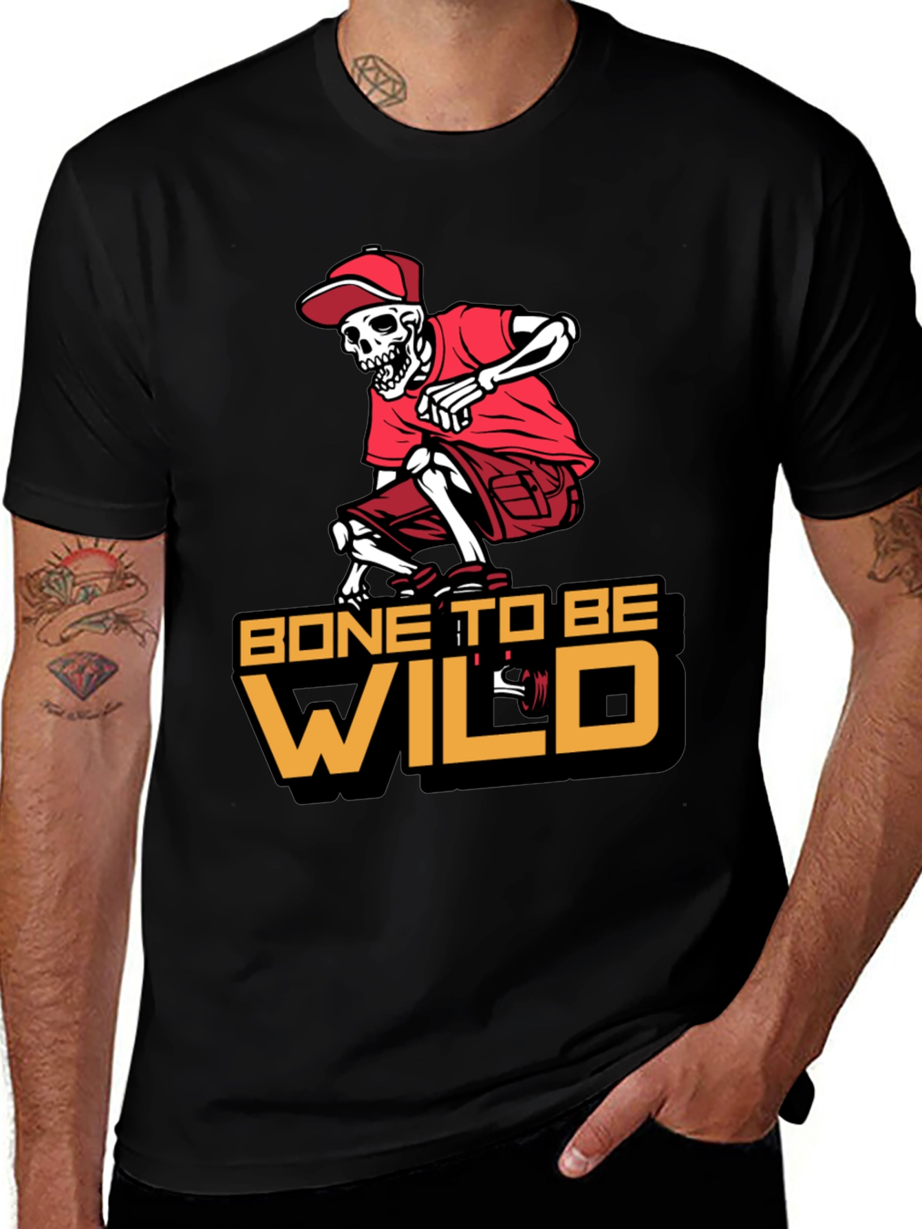 Variant 22 of Bone to Be Wild T-Shirt - Skeleton Skateboarder