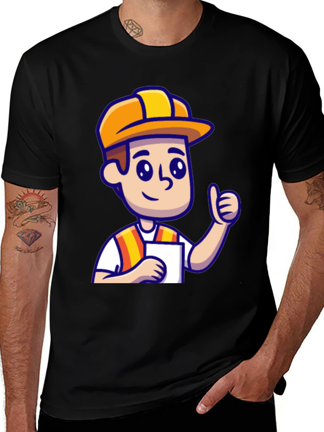 Variant 7 of Cartoon Construction Worker T-Shirt