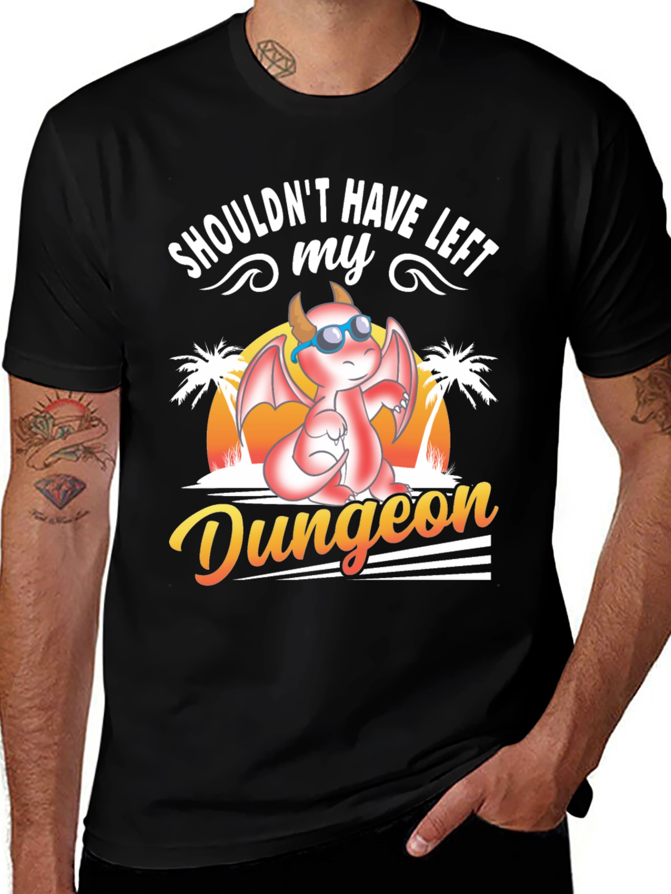 Variant 14 of Dungeon Dragon Graphic T-Shirt - Black