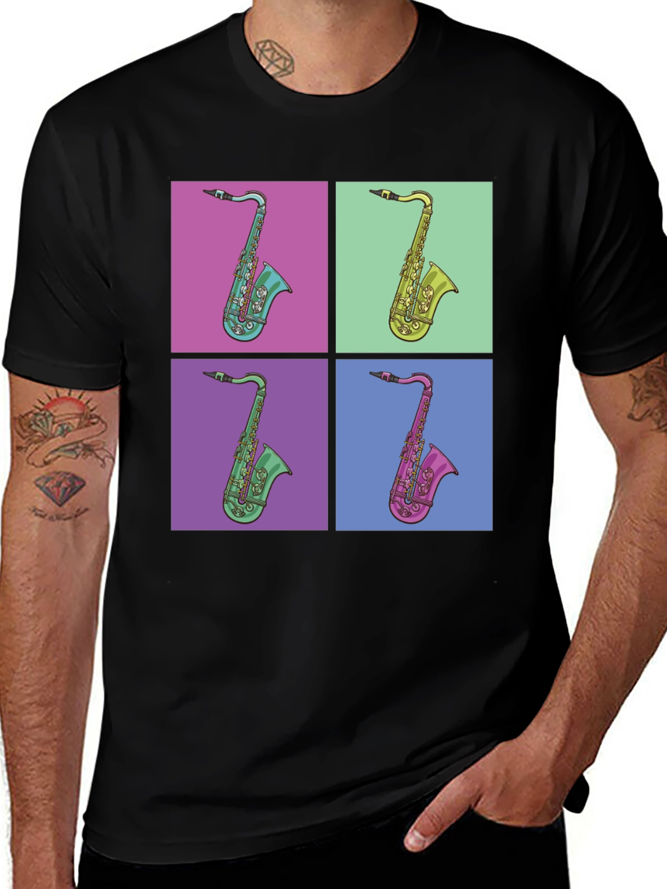 Variant 17 of Retro Saxophone Pop Art Graphic Tee