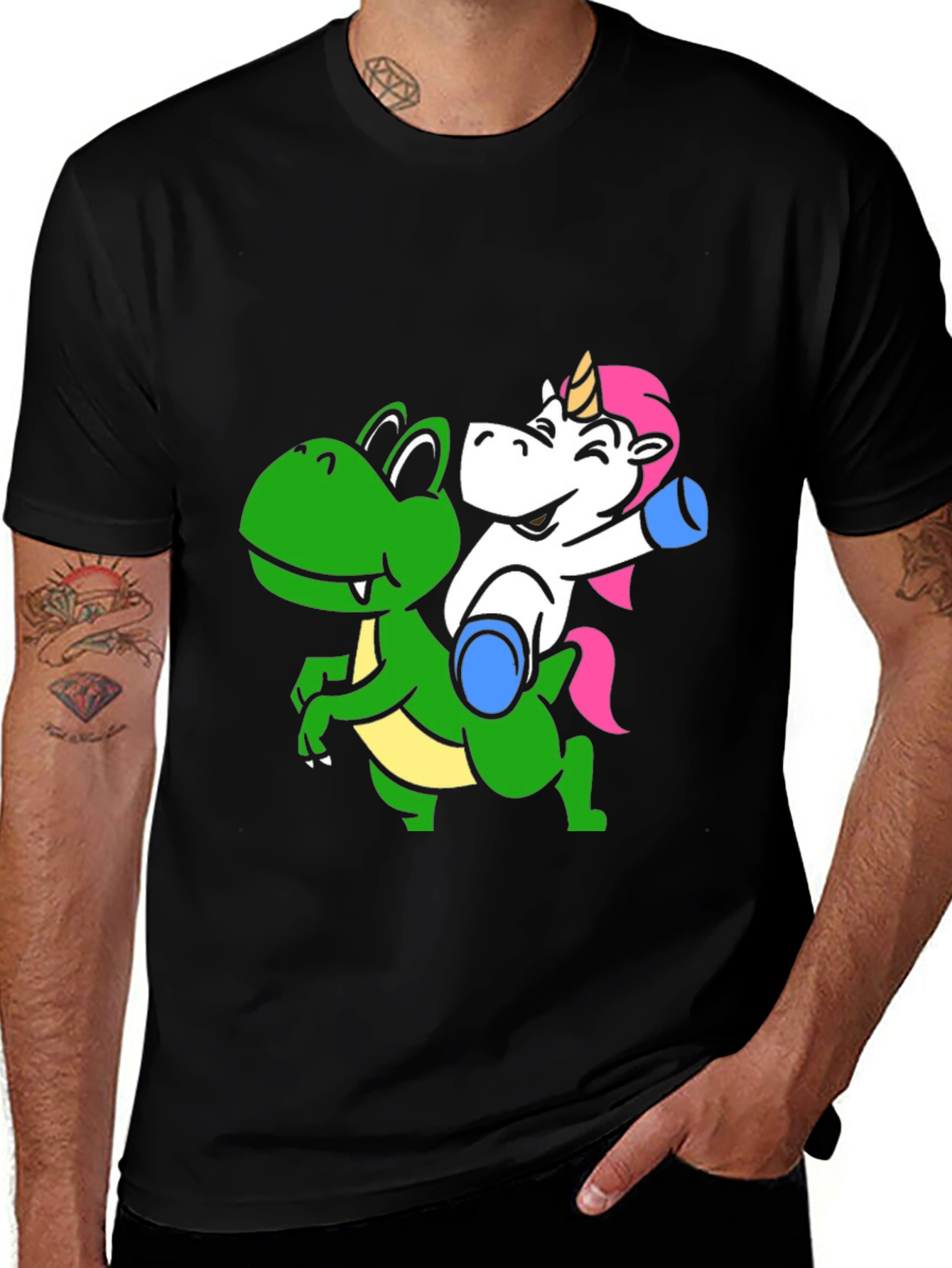 Variant 18 of Unicorn Riding Dino T-Shirt - Fun Graphic Tee