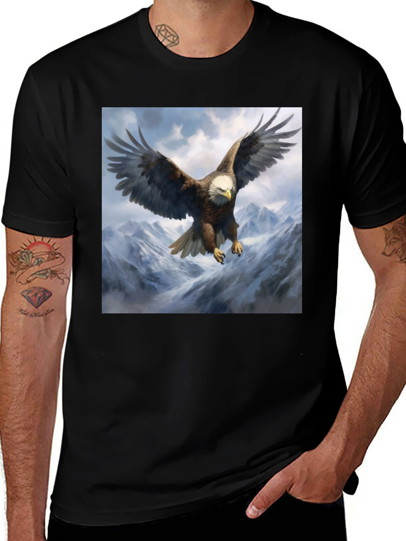 Variant 18 of Eagle Mountain Graphic Print Black T-Shirt