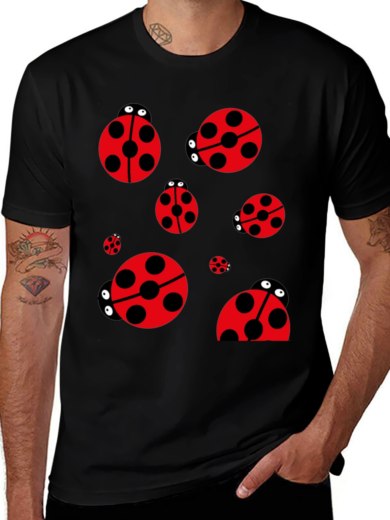Variant 23 of Ladybug Print Black T-Shirt