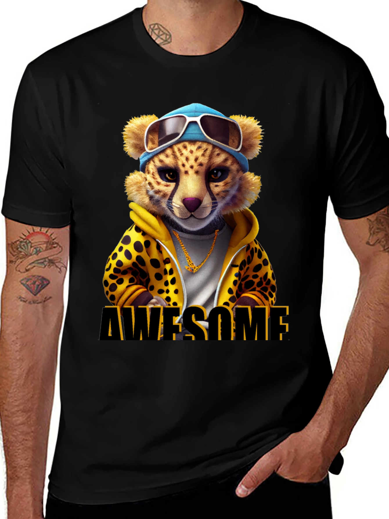 Variant 4 of Awesome Cheetah Graphic T-Shirt