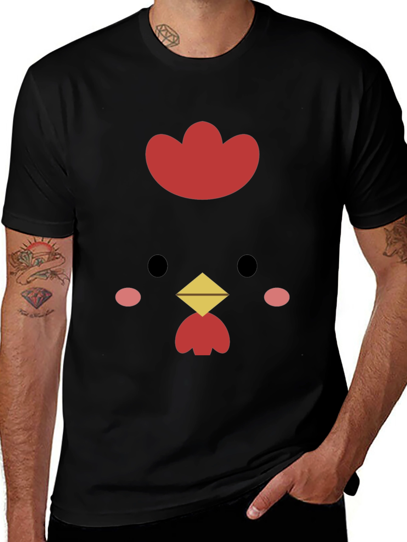 Variant 11 of Cute Chicken Graphic Tee - Black