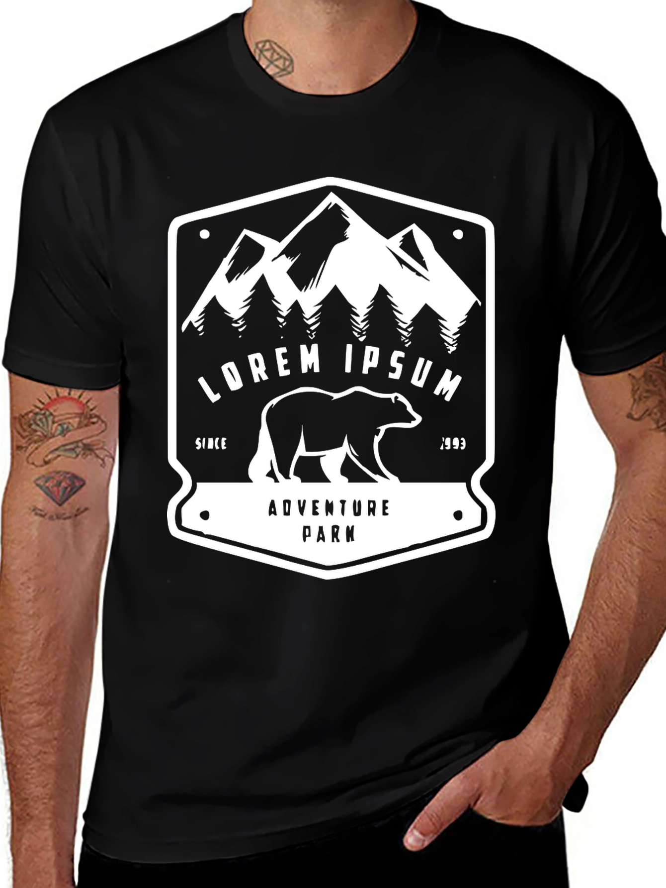 Variant 29 of Adventure Park Bear Graphic Tee - Black