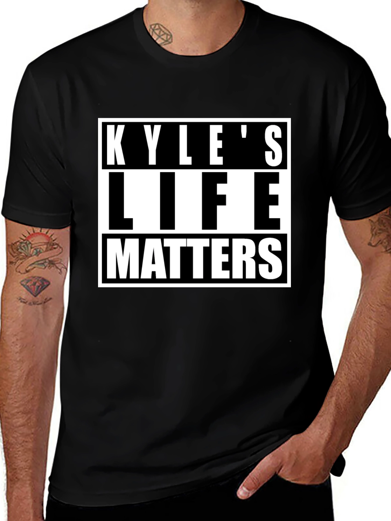 Variant 24 of Kyle's Life Matters Graphic Tee - Black Cotton T-Shirt