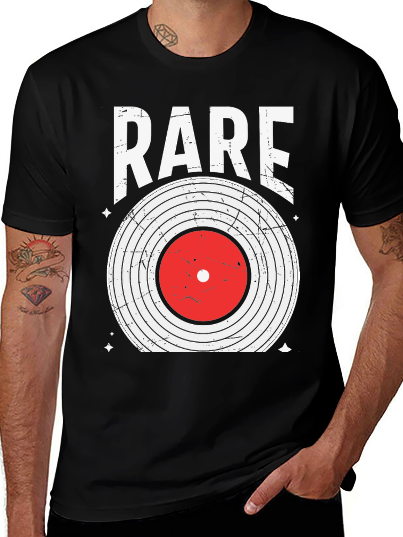 Variant 13 of Rare Vinyl Record Graphic Tee - Black Cotton Blend Shirt