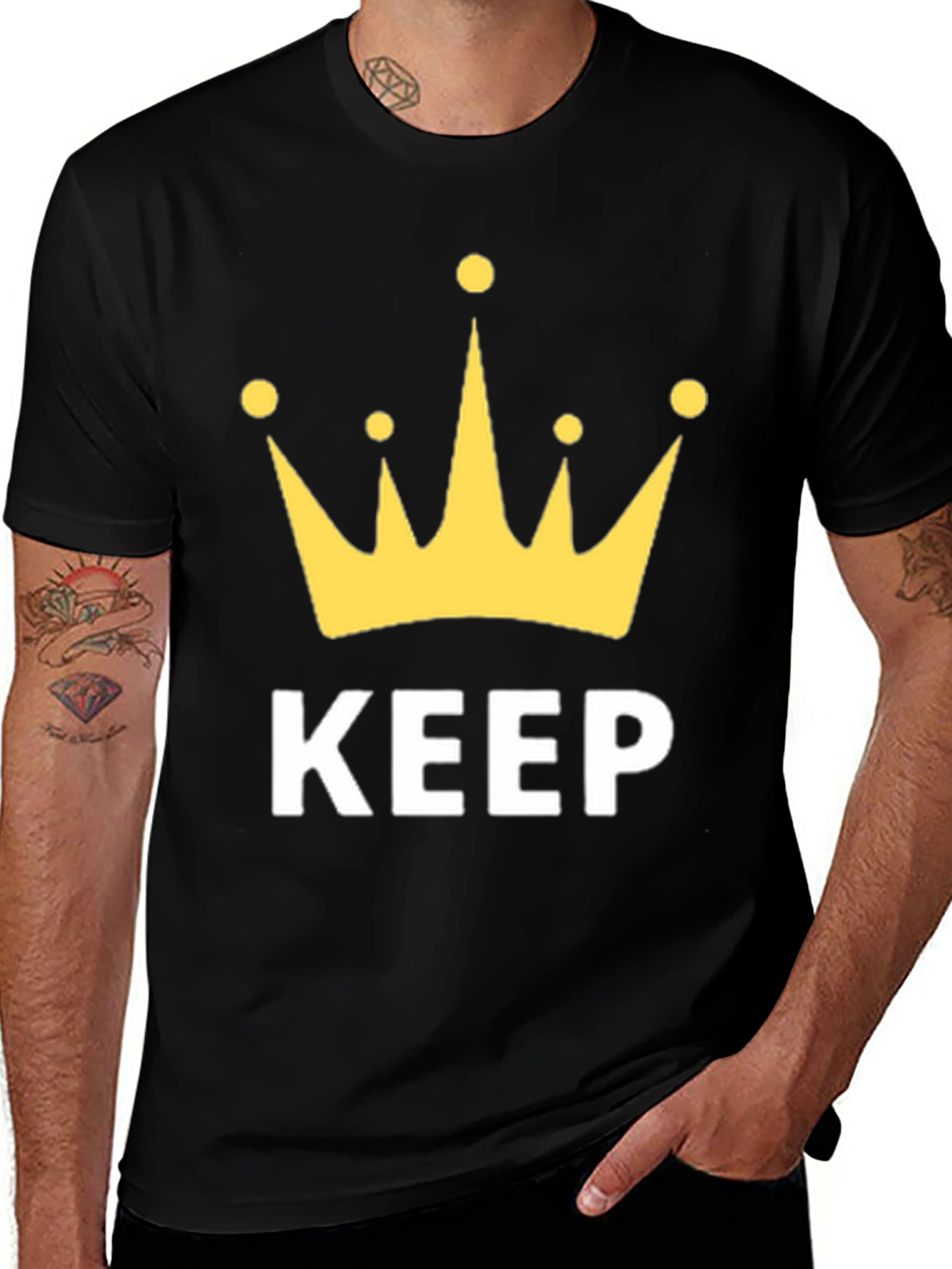 Variant 18 of Keep Calm King Crown Graphic Tee - Black