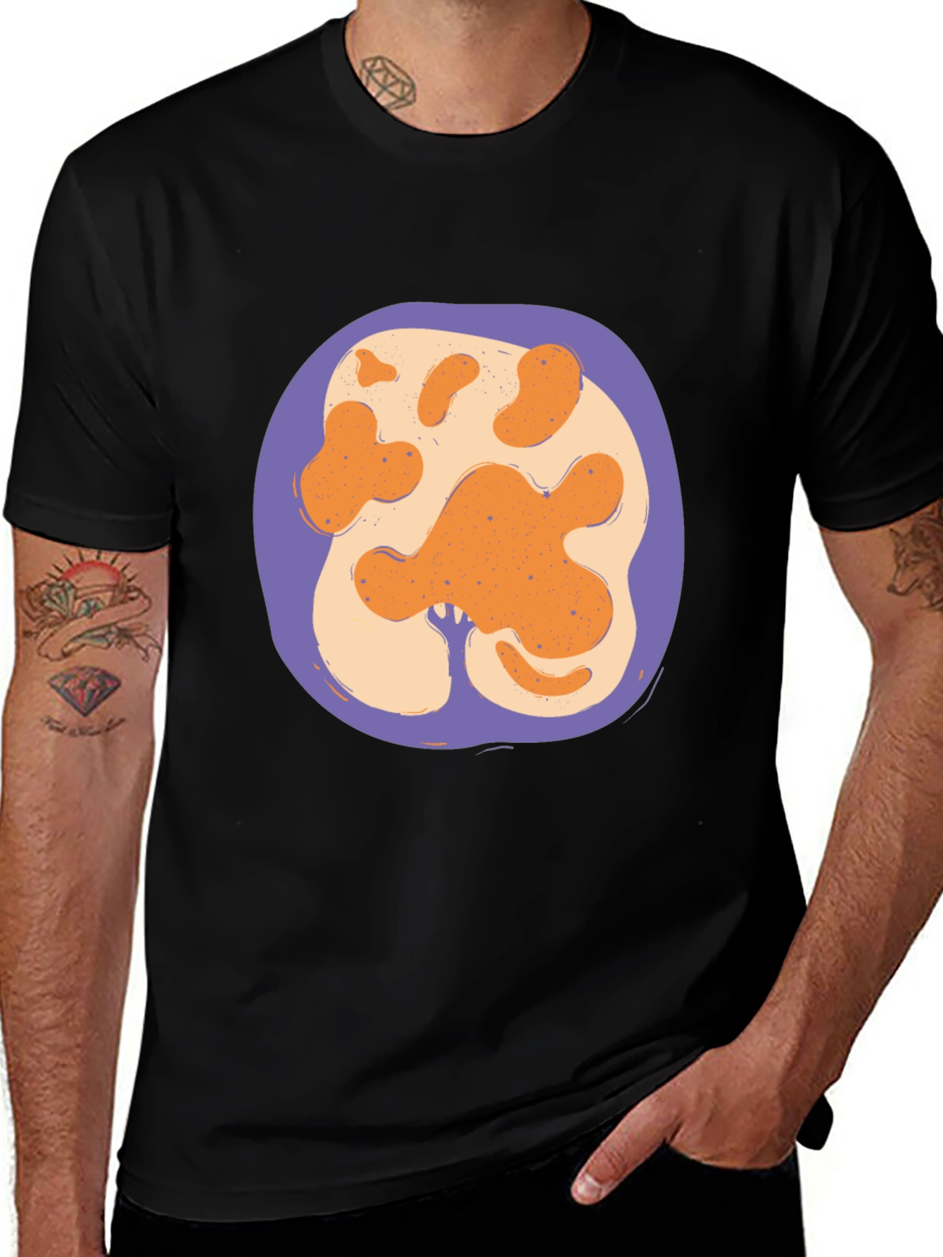 Variant 6 of Abstract Paw Print Graphic Black T-Shirt