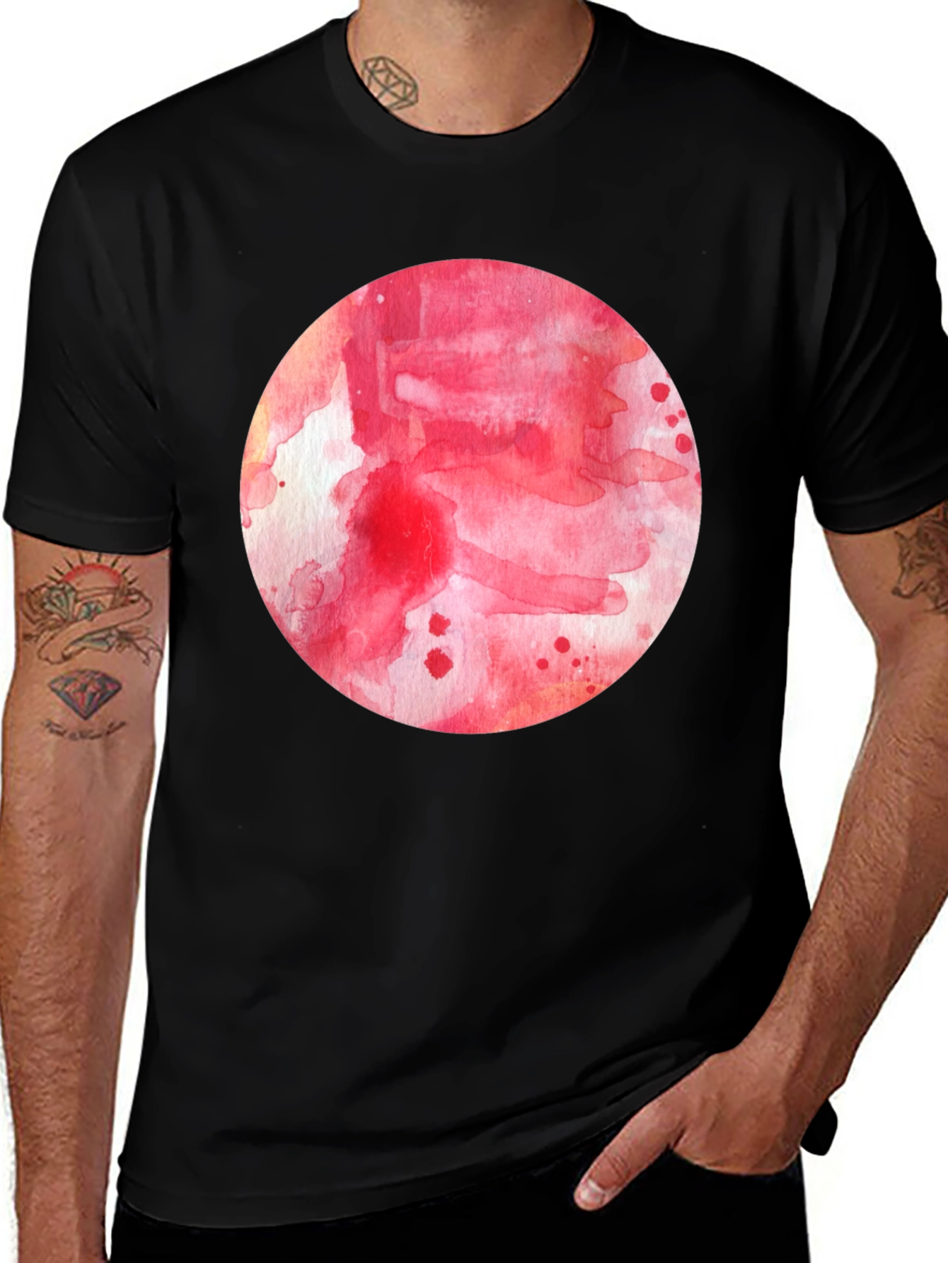 Watercolor Circle Graphic Tee - Black