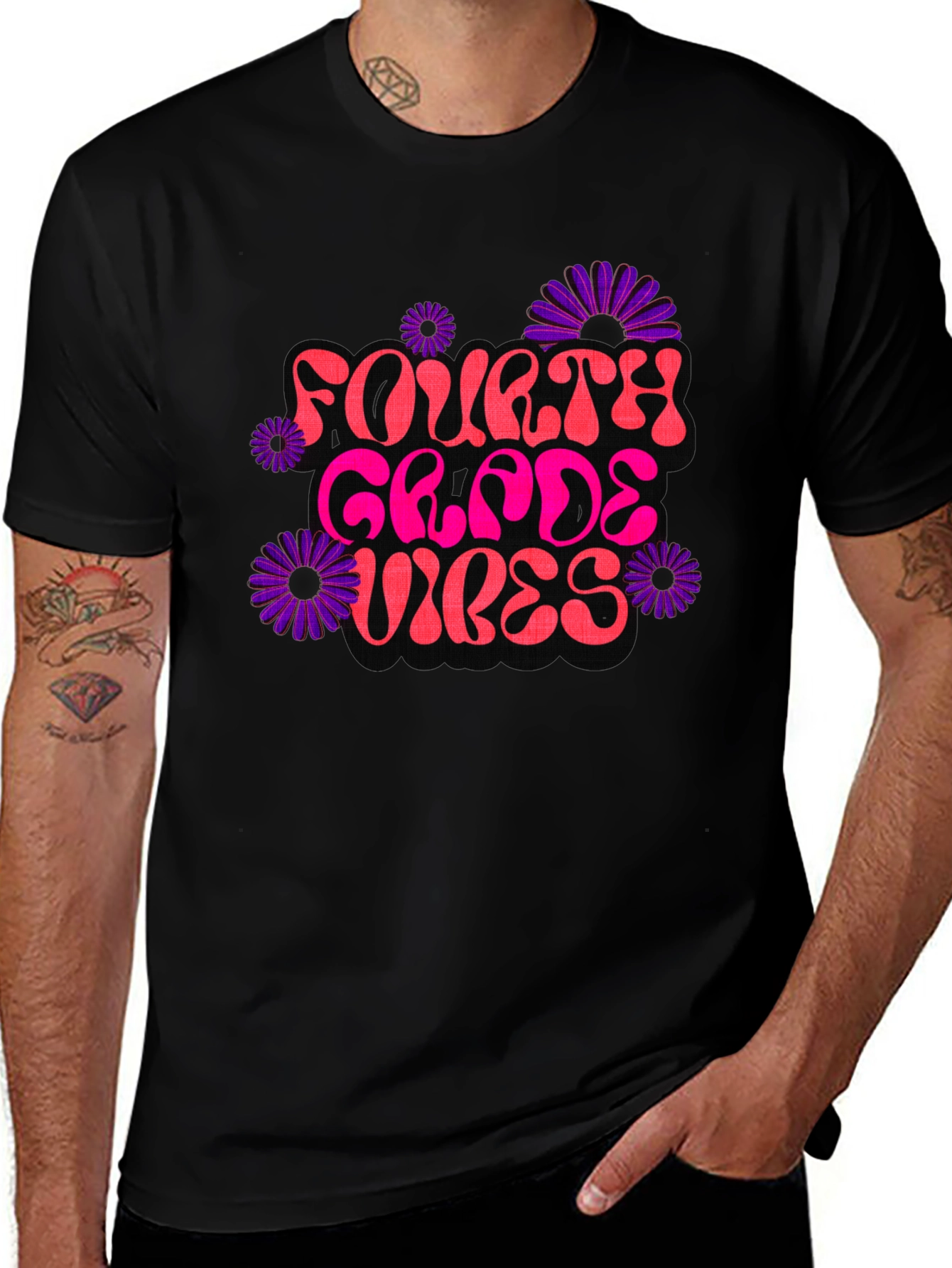 Variant 15 of Fourth Grade Vibes Black T-Shirt
