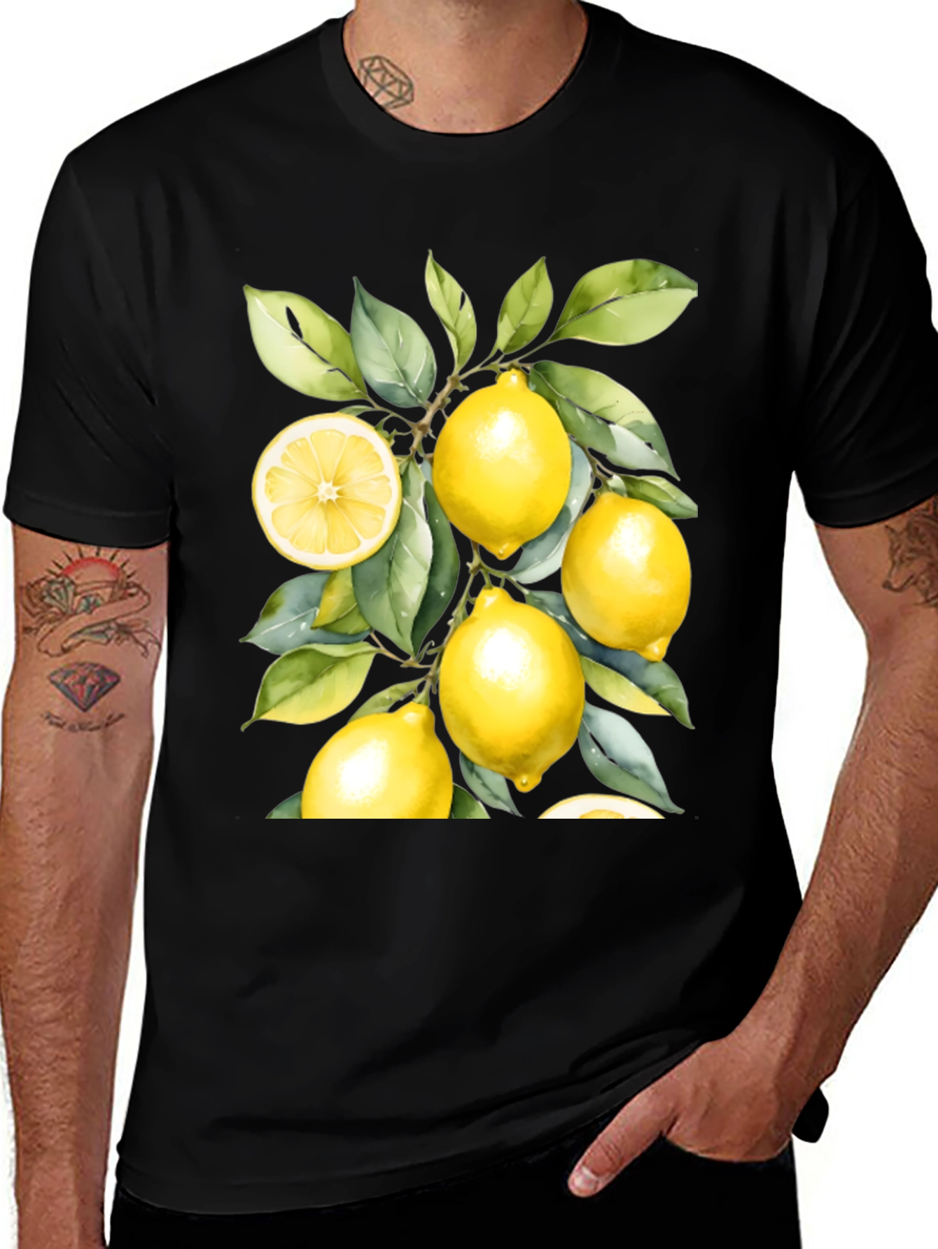 Variant 16 of Lemon Print Black T-Shirt