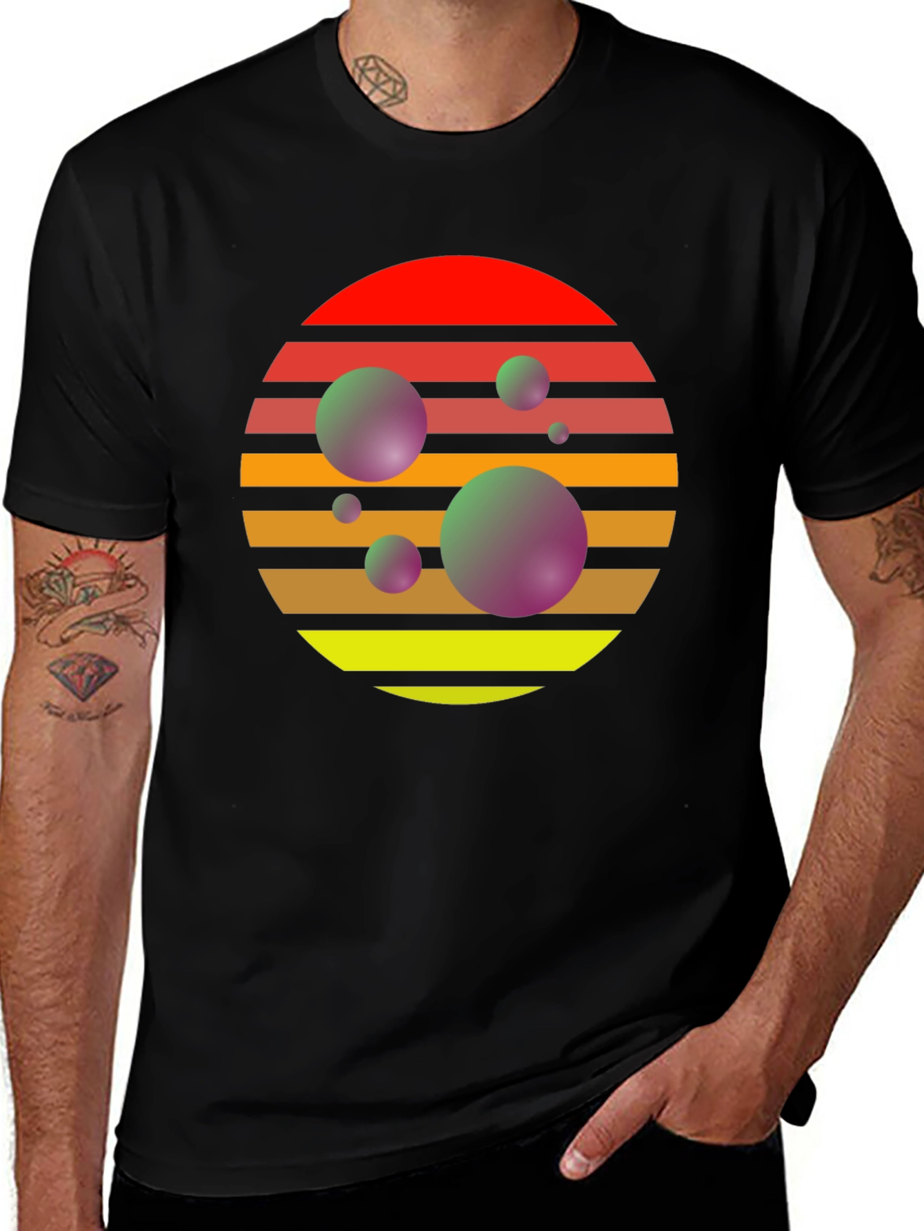 Variant 28 of Retro Sunset Spheres T-Shirt