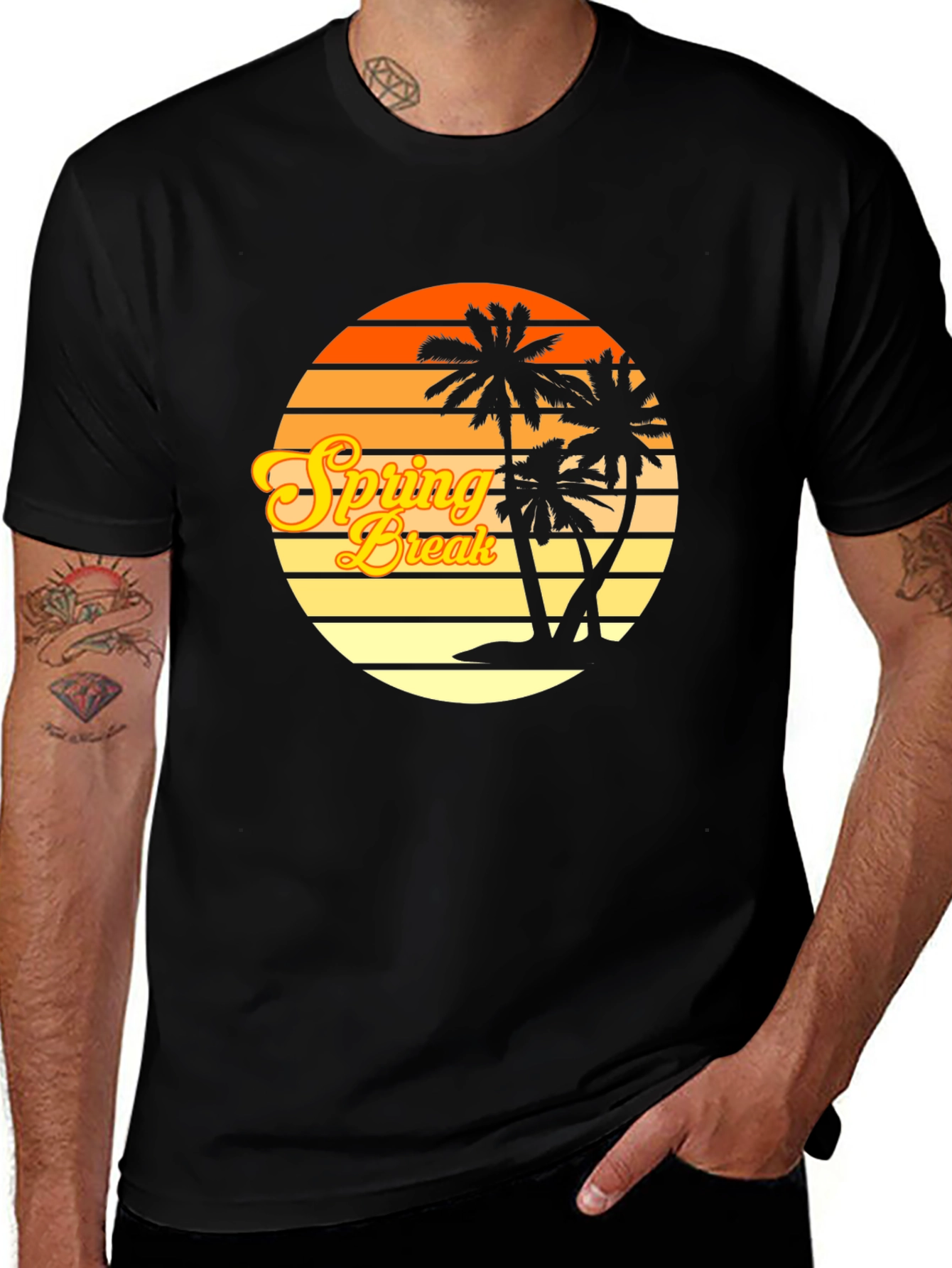 Variant 22 of Spring Break Palm Tree Graphic Tee - Black