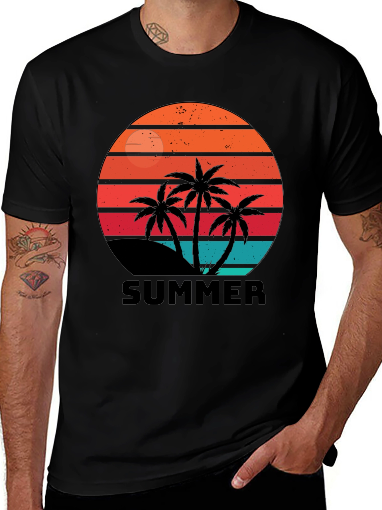 Variant 4 of Retro Summer Palm Tree Graphic Tee