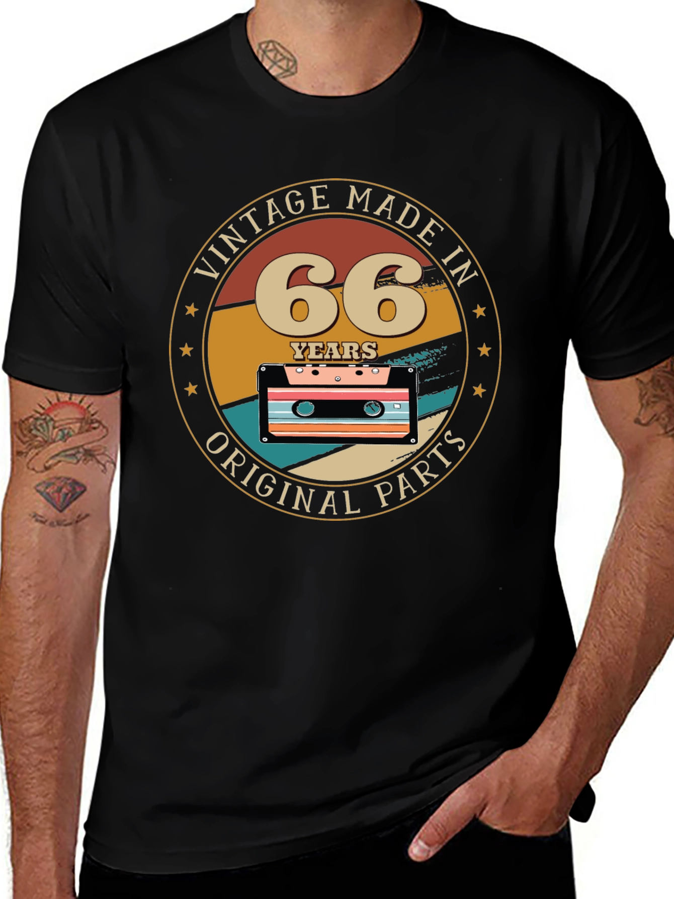 Variant 27 of Vintage 66th Birthday Cassette Tape T-Shirt