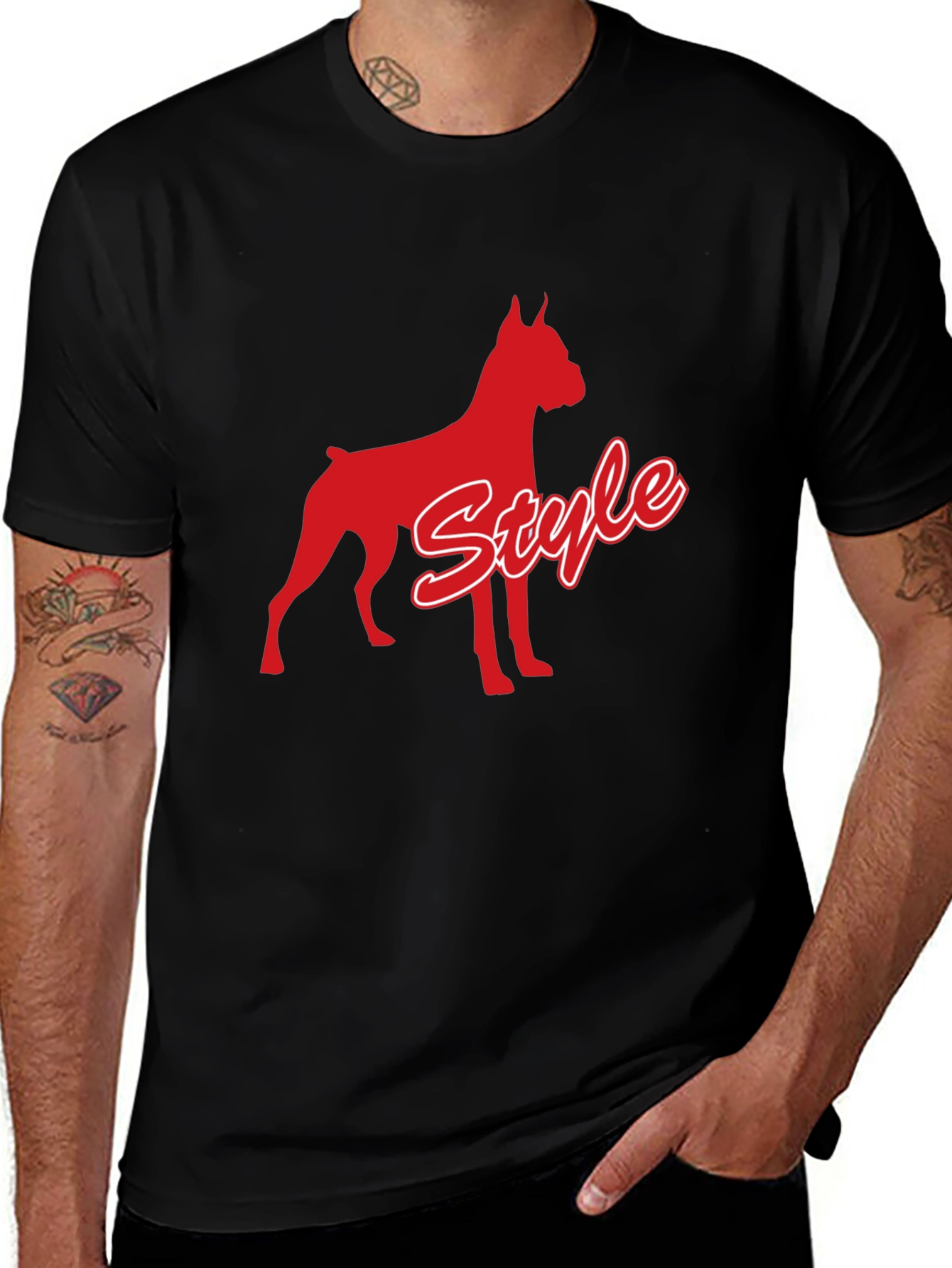 Variant 2 of Boxer Dog 'Style' Graphic Tee - Black