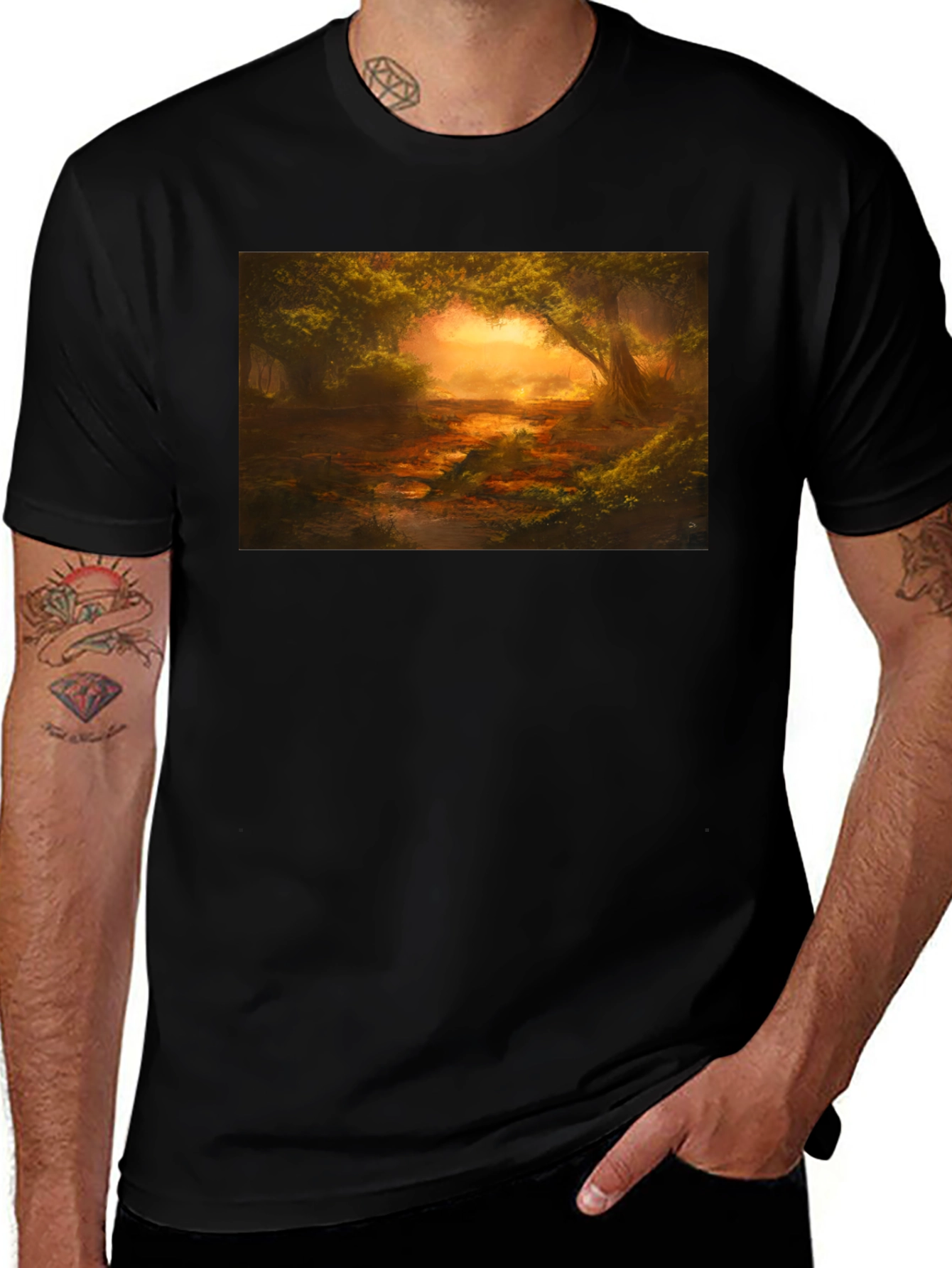 Variant 14 of Enchanted Forest Graphic Black T-Shirt