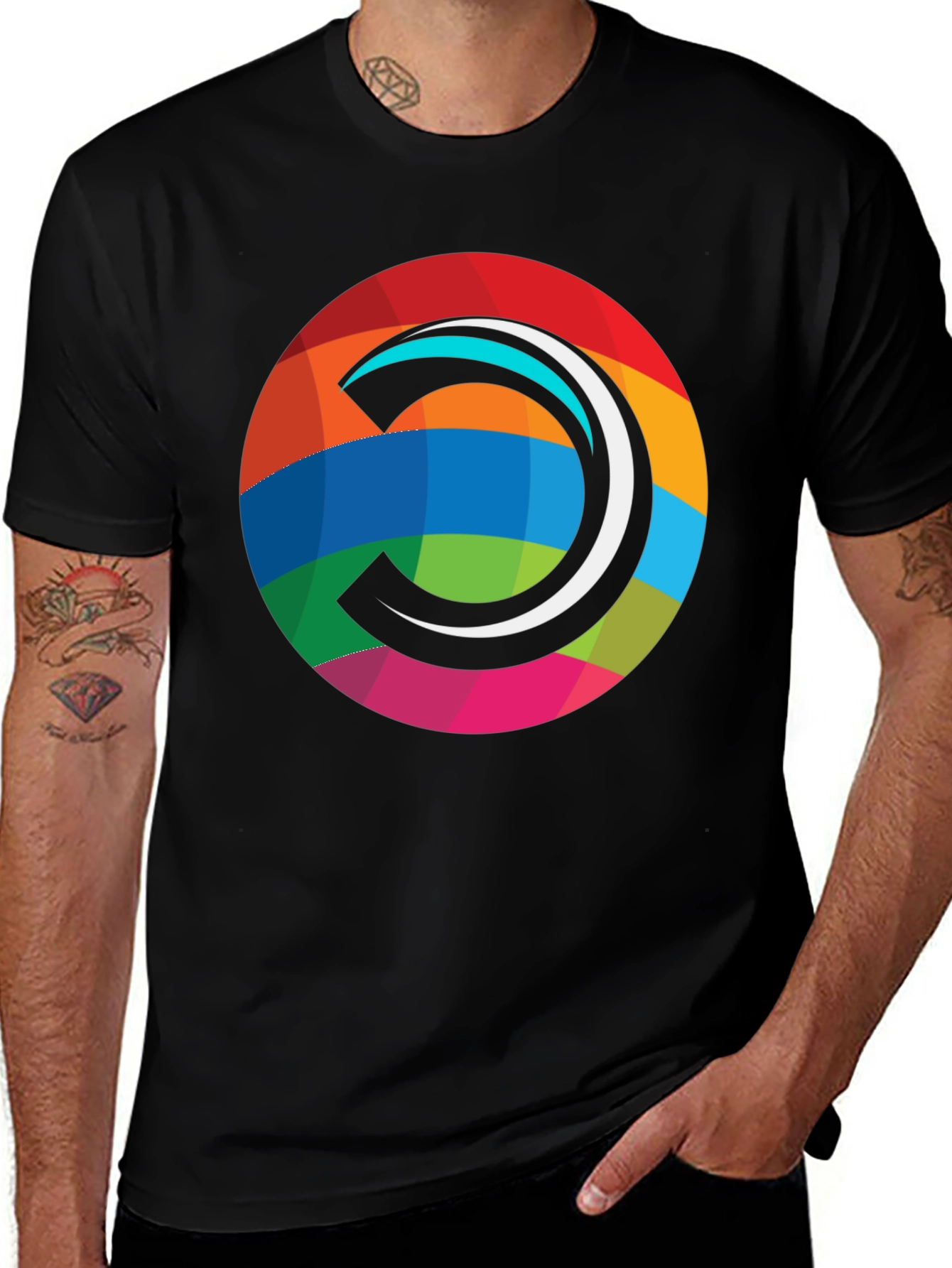 Variant 29 of Abstract Circle Graphic Black T-Shirt