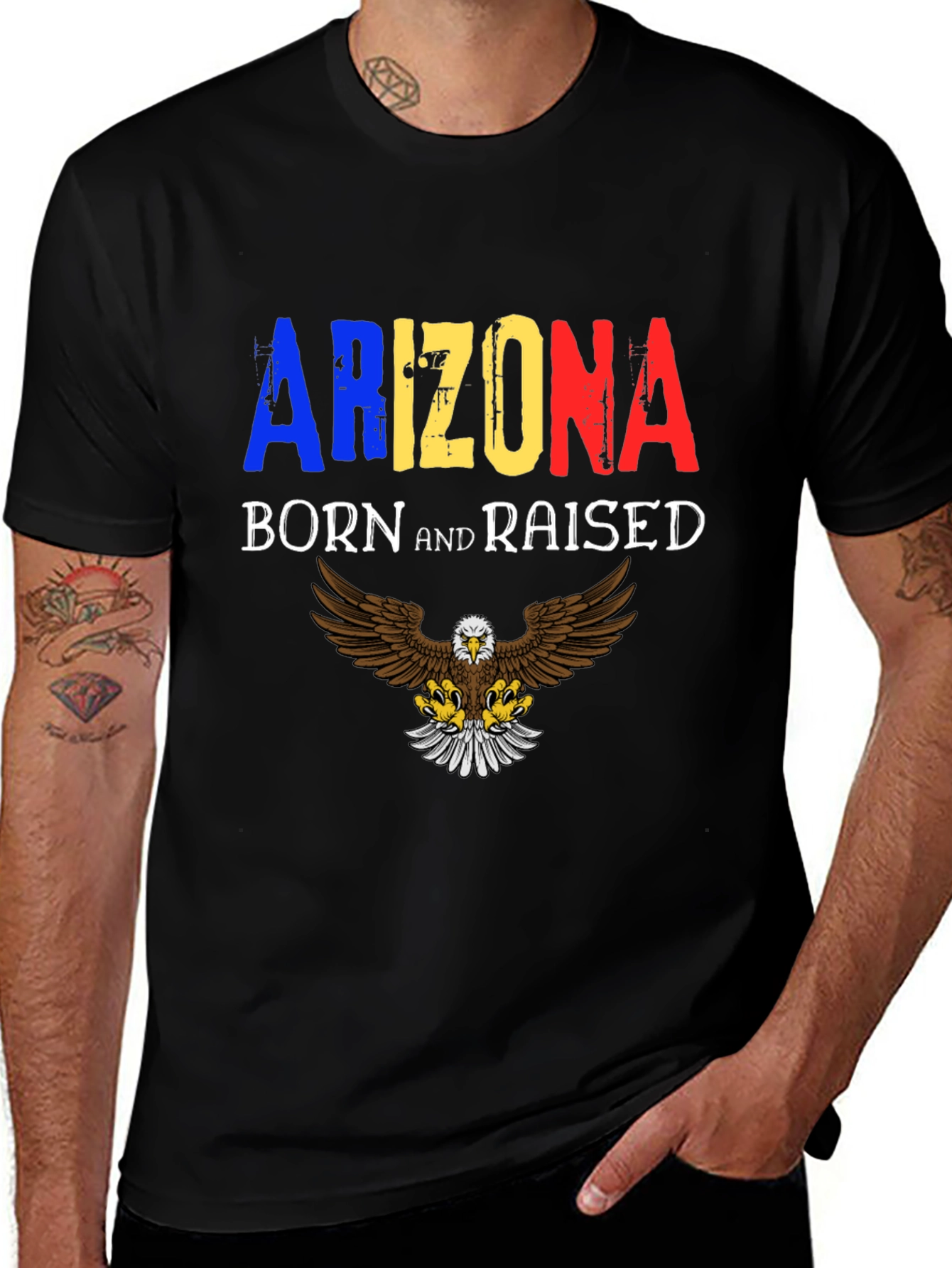 Arizona Born and Raised Eagle Graphic T-Shirt