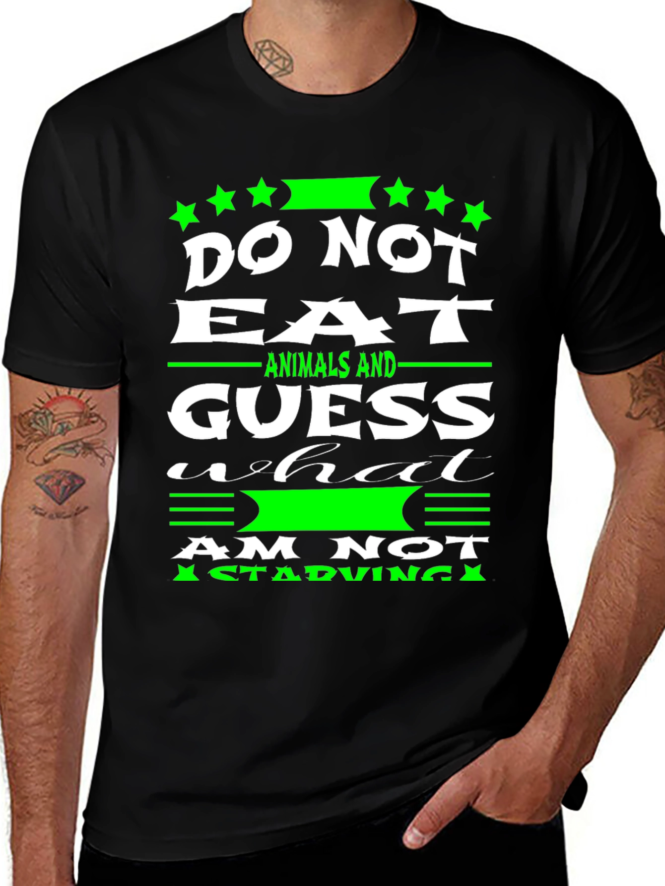 Variant 20 of Vegan T-Shirt - Do Not Eat Animals - Unisex Black Tee