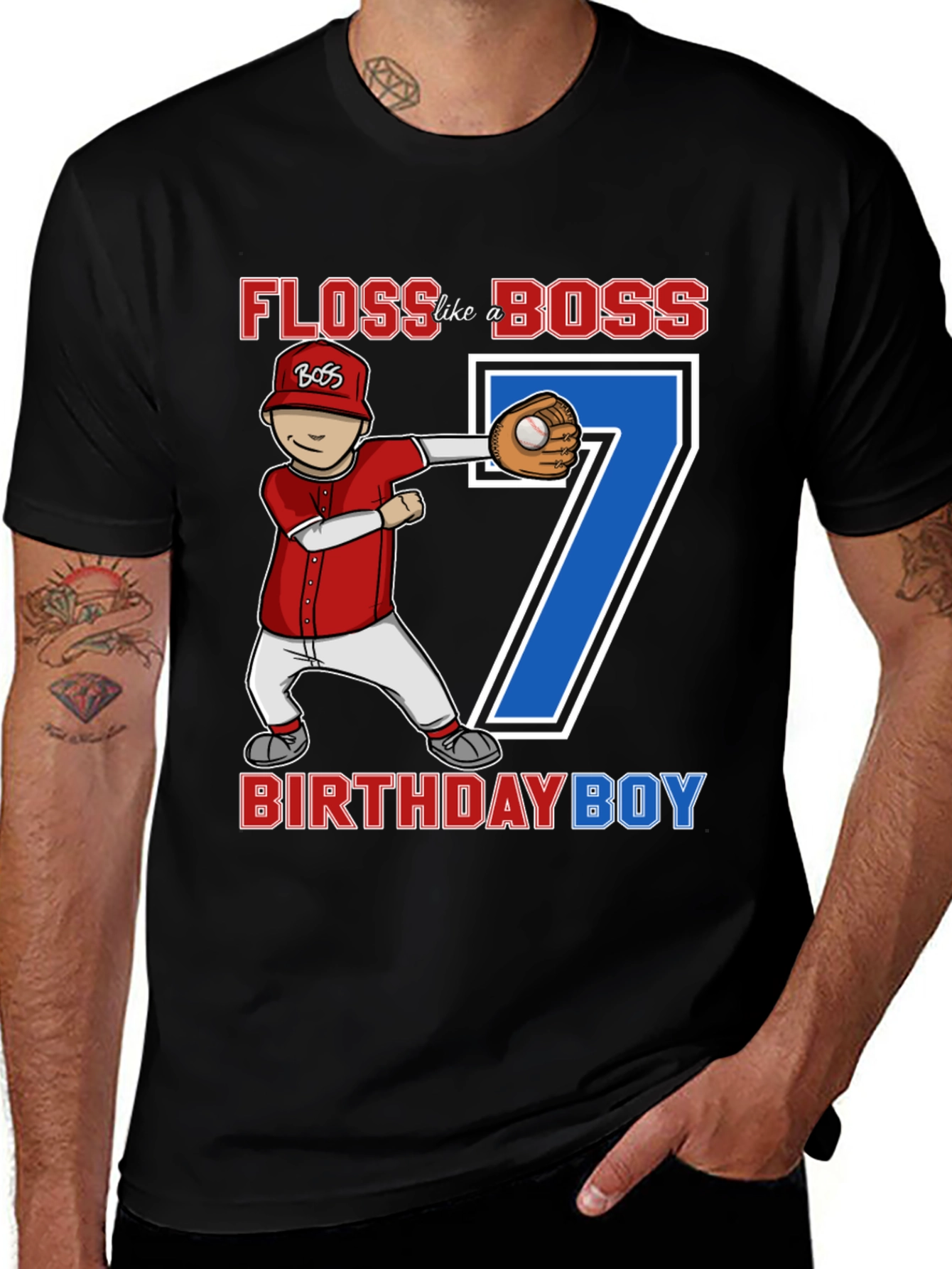 Floss Like a Boss Birthday Boy T-Shirt - Baseball Theme