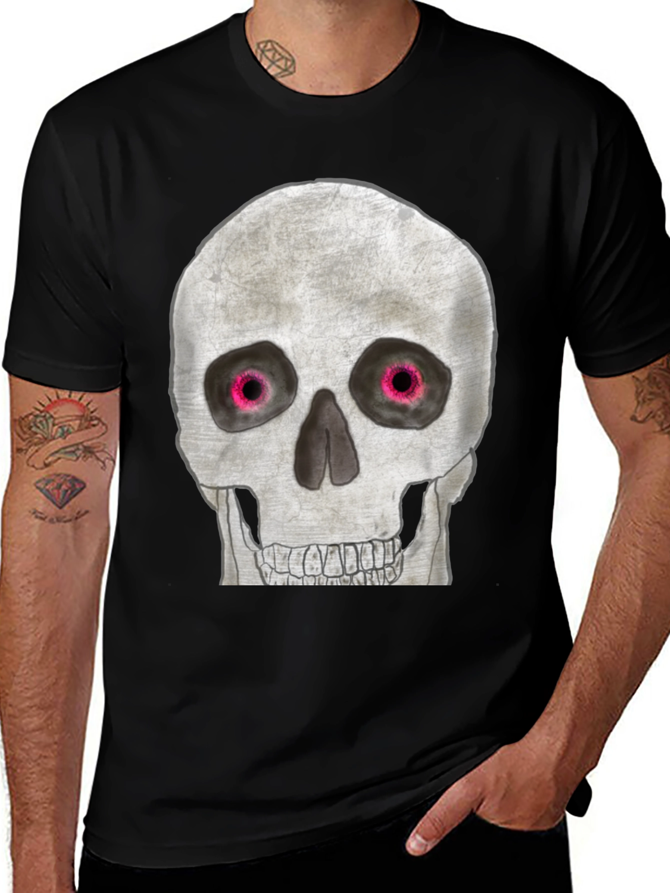 Variant 23 of Skull Graphic Tee - Pink Eye Edition