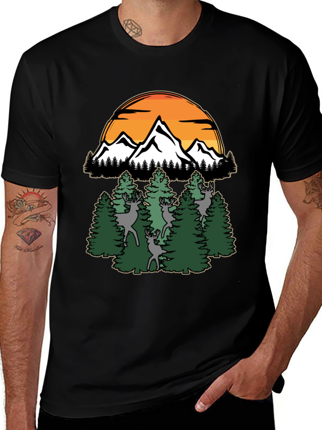Variant 22 of Mountain & Deer Graphic T-Shirt