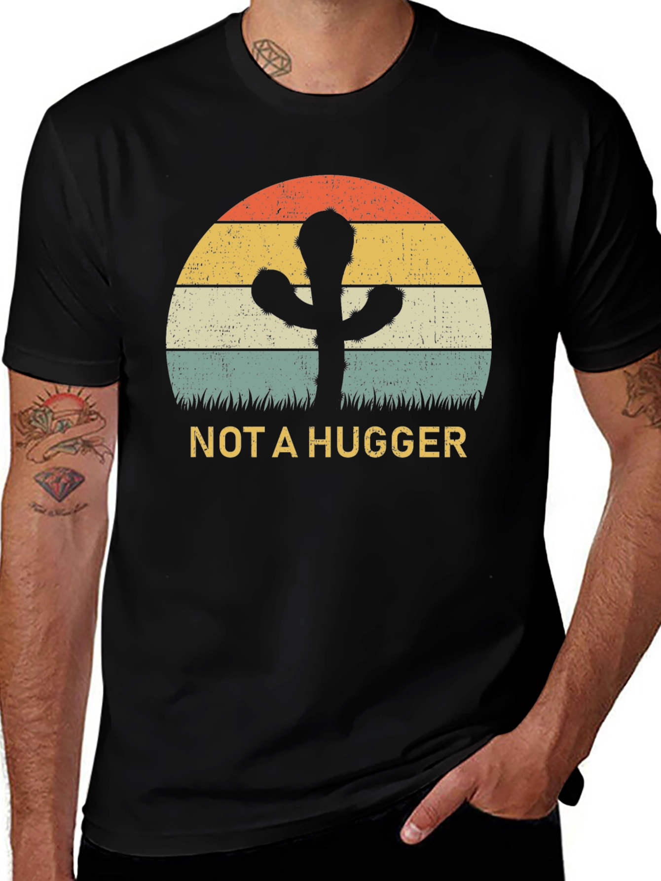 Variant 7 of Not a Hugger Cactus Graphic Tee - Retro Desert Style