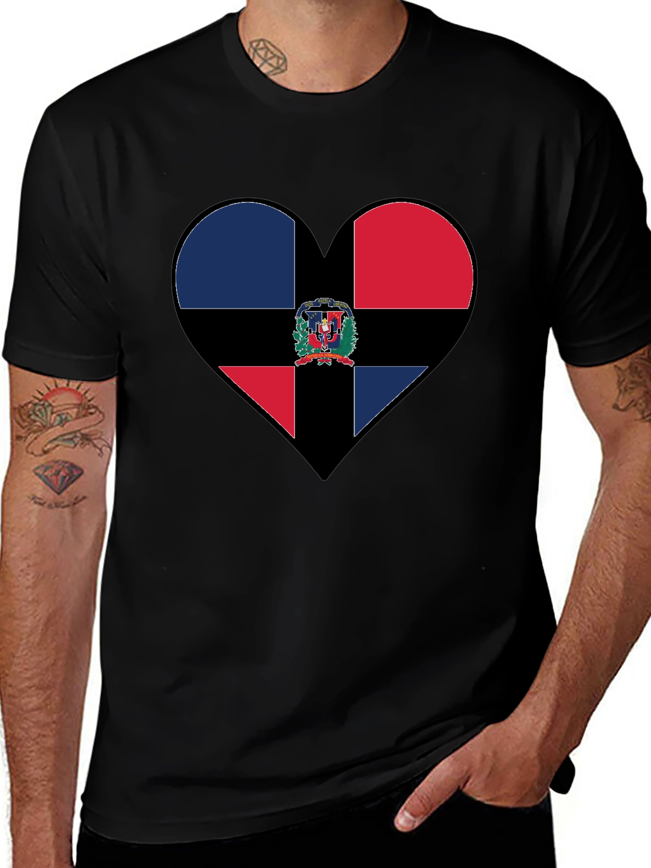 Variant 22 of Dominican Republic Flag Heart T-Shirt