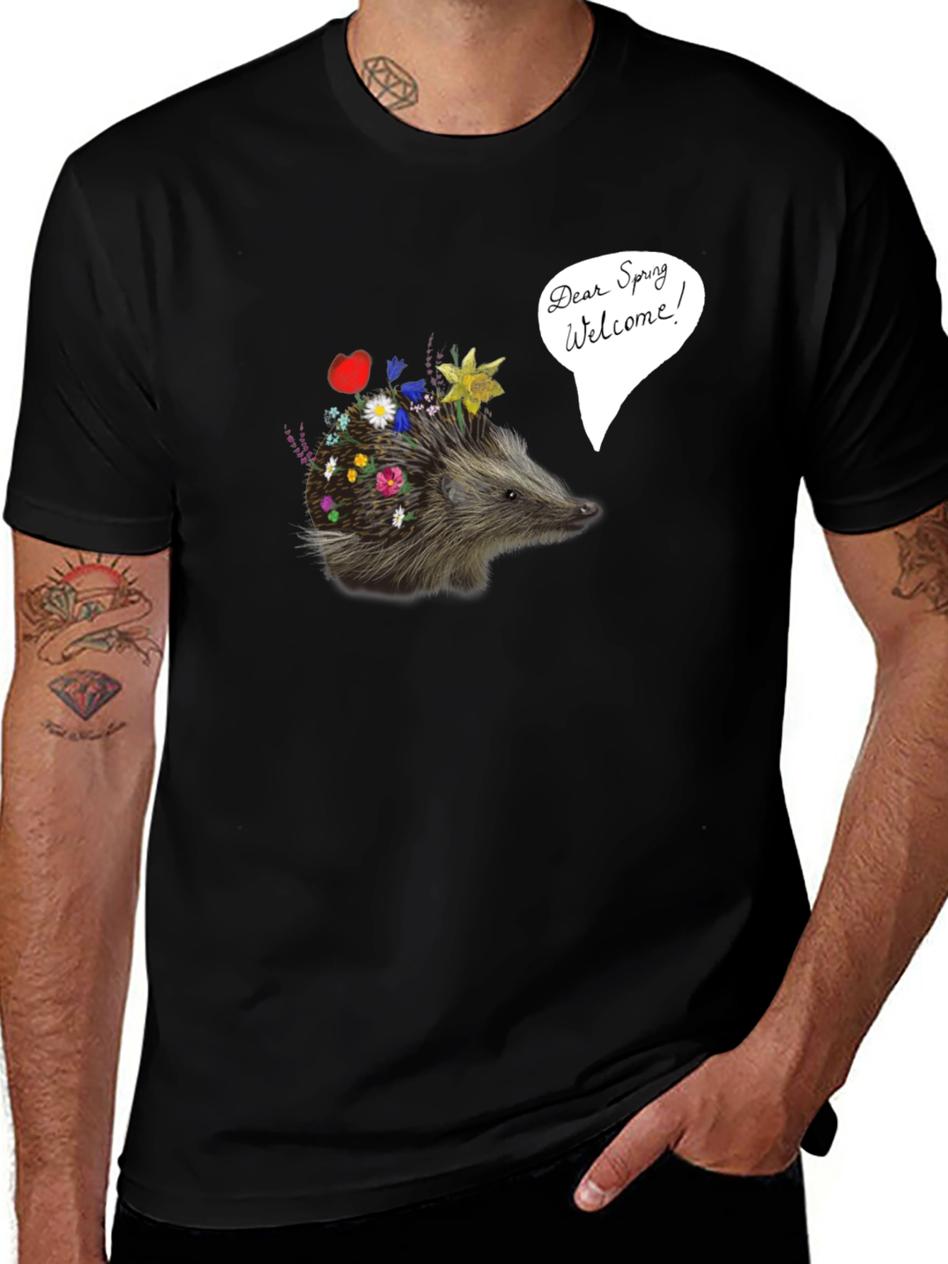 Variant 7 of Floral Hedgehog Graphic Tee - Welcome Spring!