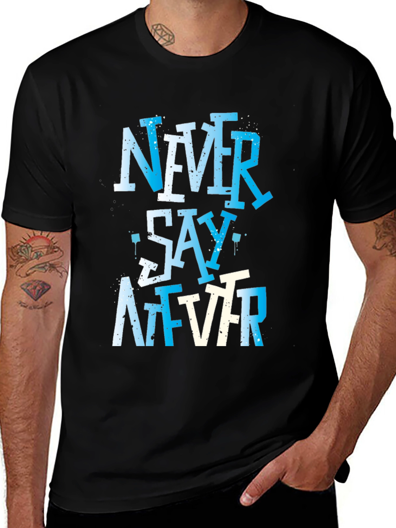 Variant 15 of Never Say Never Graphic Print Crew Neck Tee