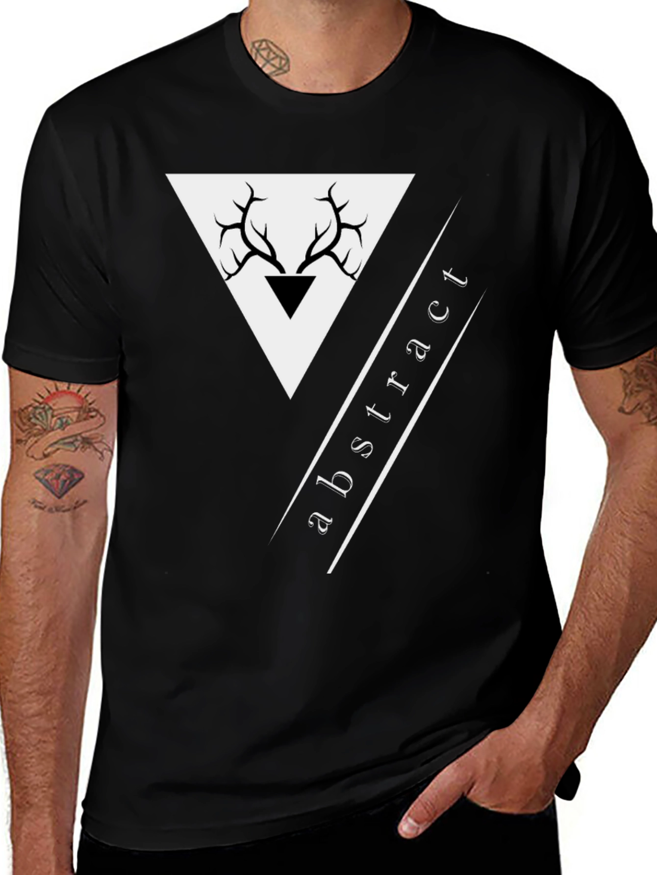 Variant 5 of Abstract Deer Antler Graphic Black T-Shirt