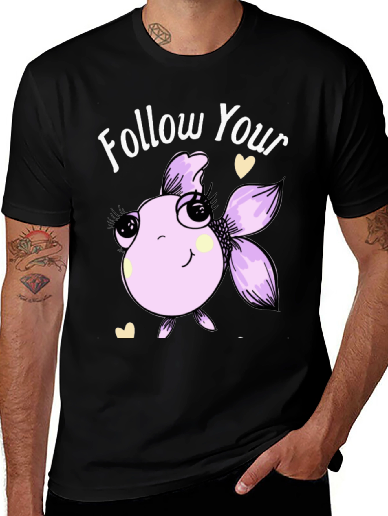 Variant 2 of Follow Your Dreams T-Shirt with Cute Fish Design