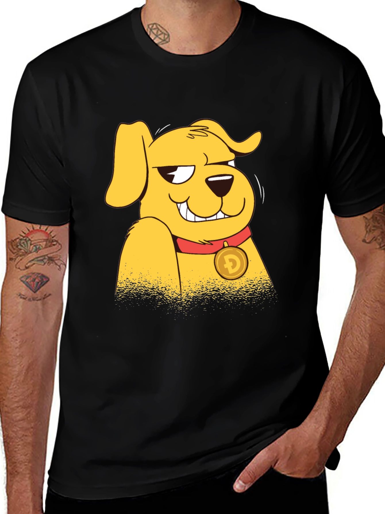 Variant 7 of Doge Crypto Cartoon Black T-Shirt