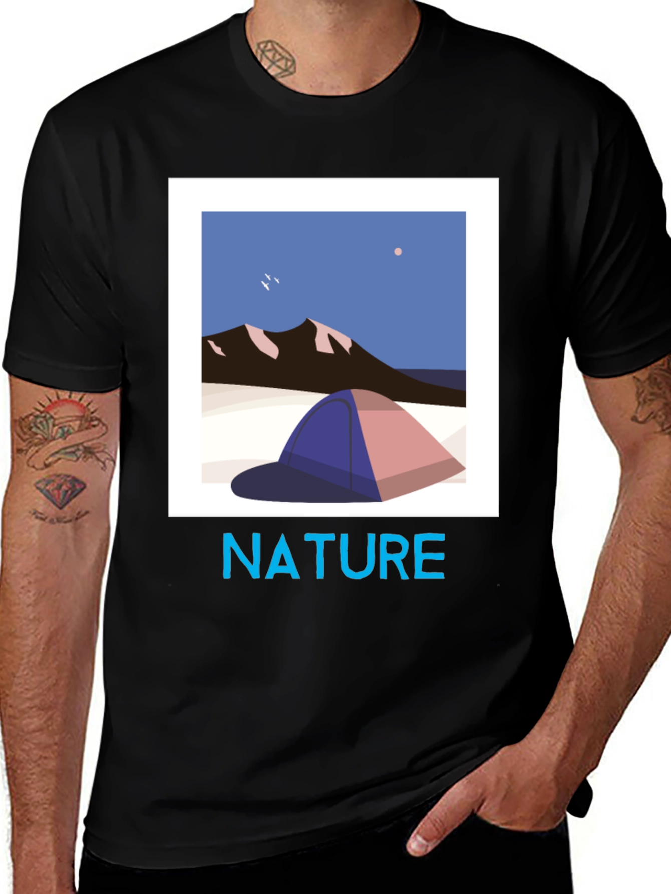 Variant 14 of Nature Camping Graphic Tee - Black Cotton T-Shirt