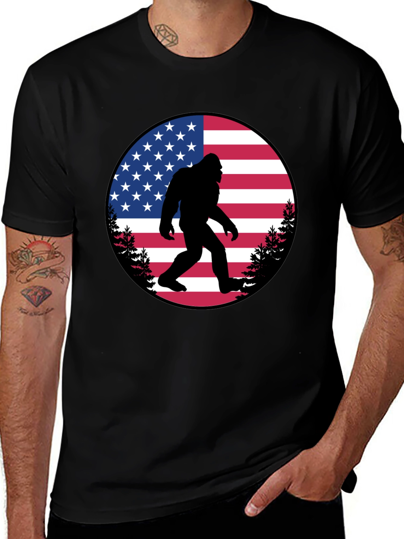 American Bigfoot T-Shirt - Patriotic Sasquatch Tee