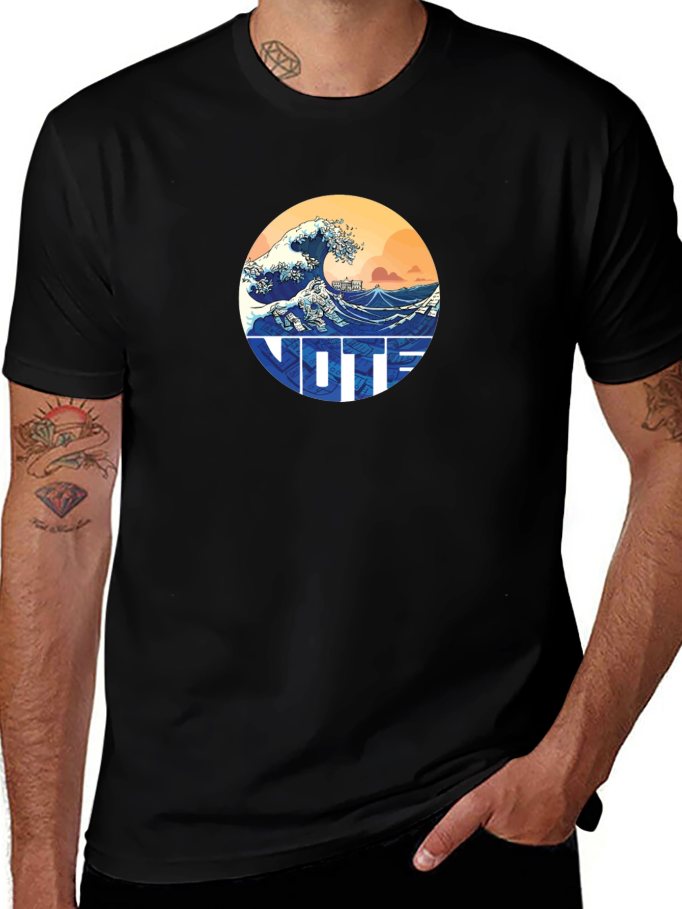 Variant 17 of Great Wave VOTE Graphic Tee - Stylish & Comfortable