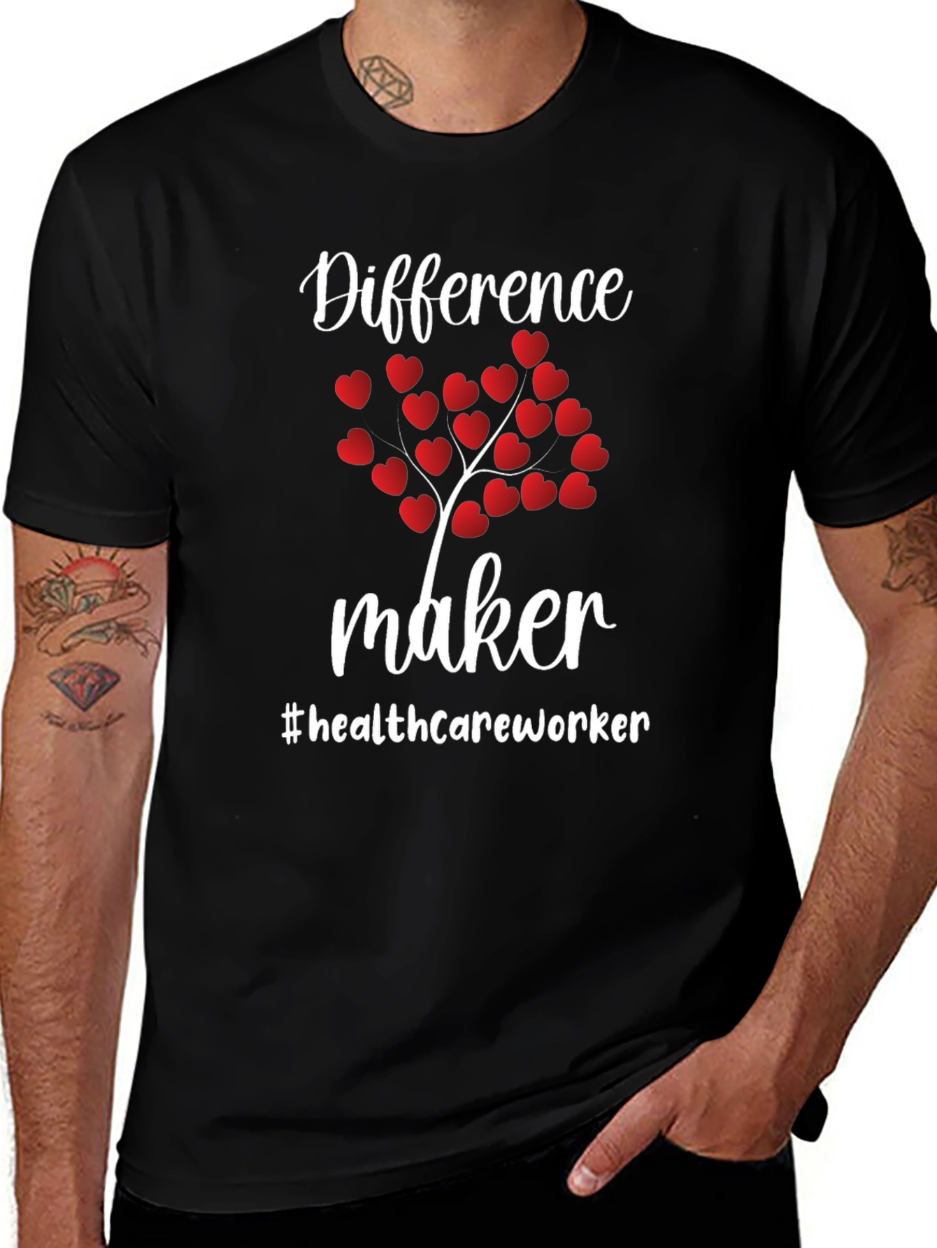 Variant 24 of Difference Maker Healthcare Worker Heart Tree T-Shirt