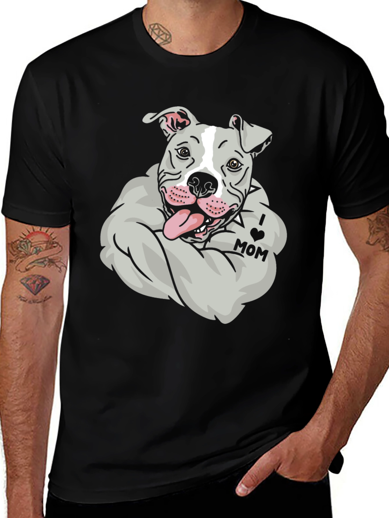 Black Pitbull 'I Love Mom' Graphic Tee main image