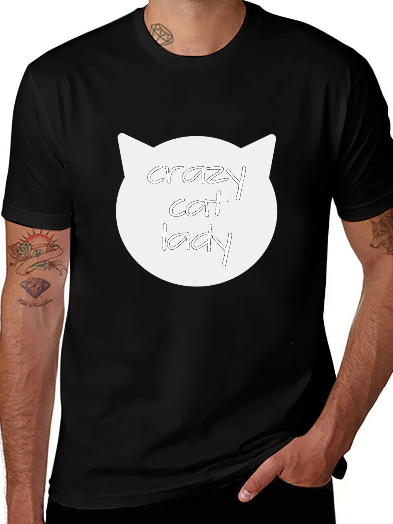 Variant 4 of Crazy Cat Lady T-Shirt - Black