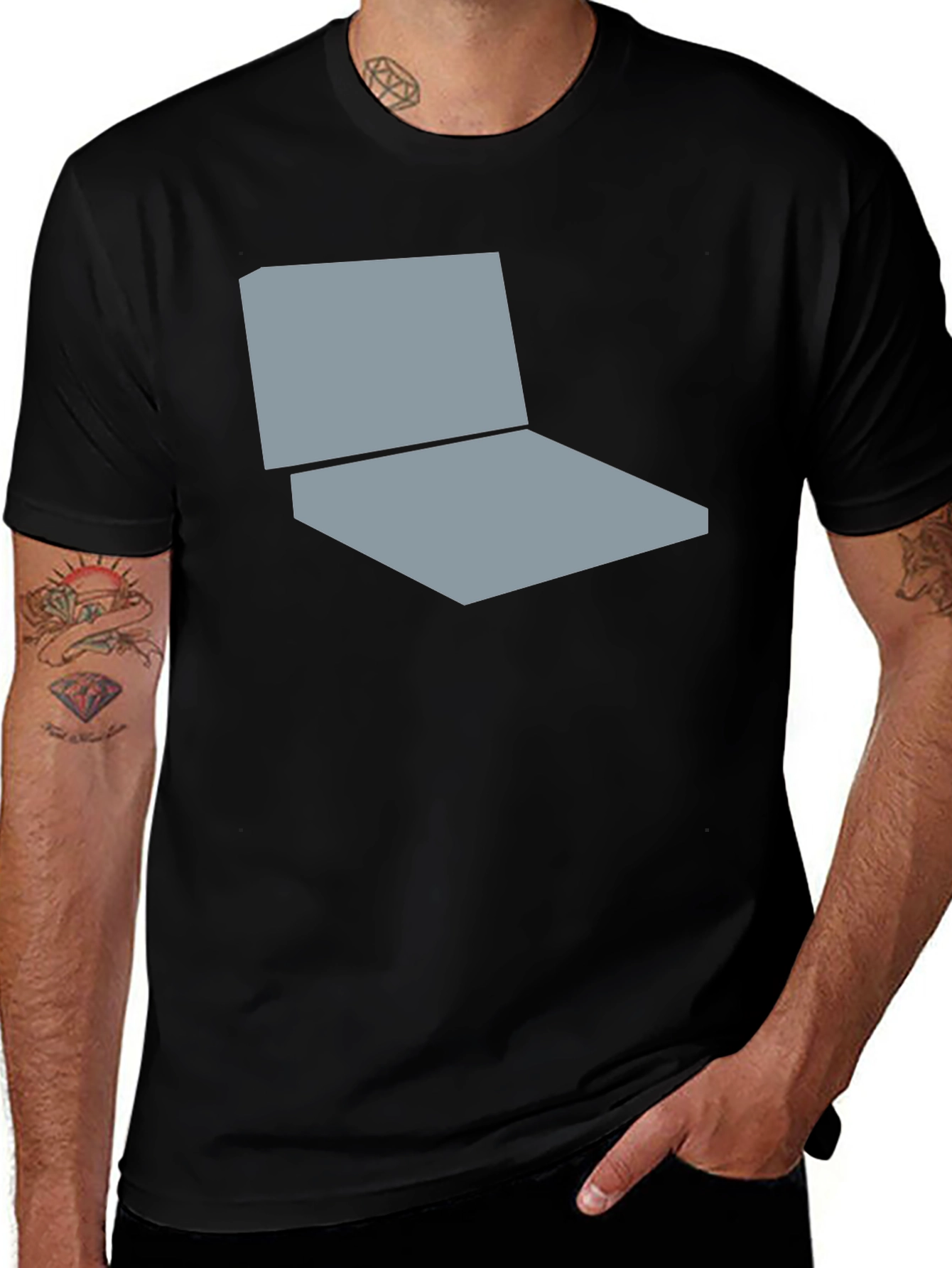 Geometric Laptop Graphic Tee - Cool Casual Style