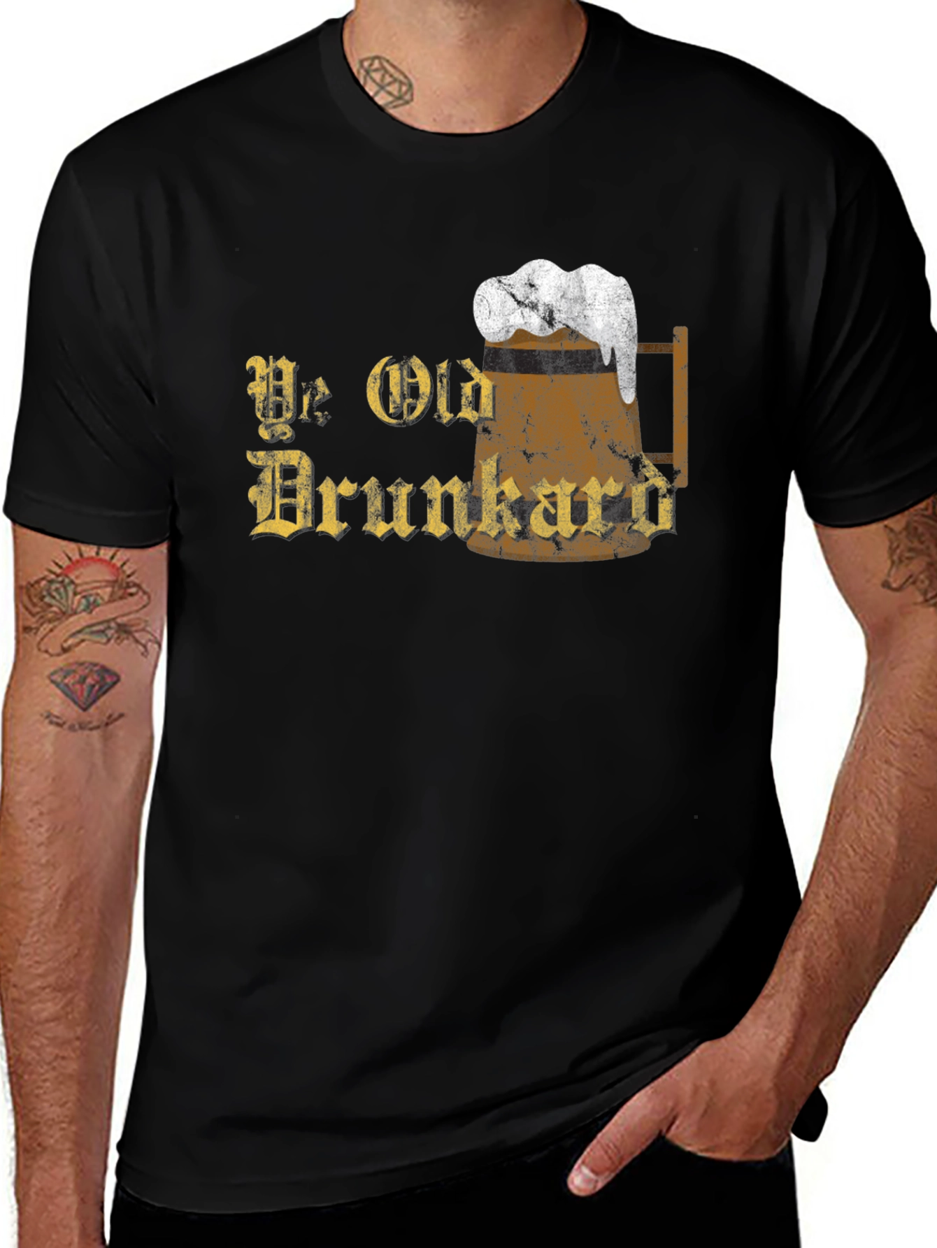 Variant 13 of Ye Olde Drunkard Beer Stein Graphic Tee - Black