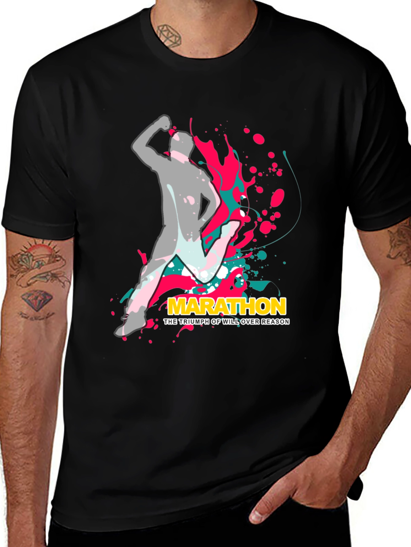 Variant 7 of Marathon Triumph Graphic Tee - Men's Black Cotton T-Shirt