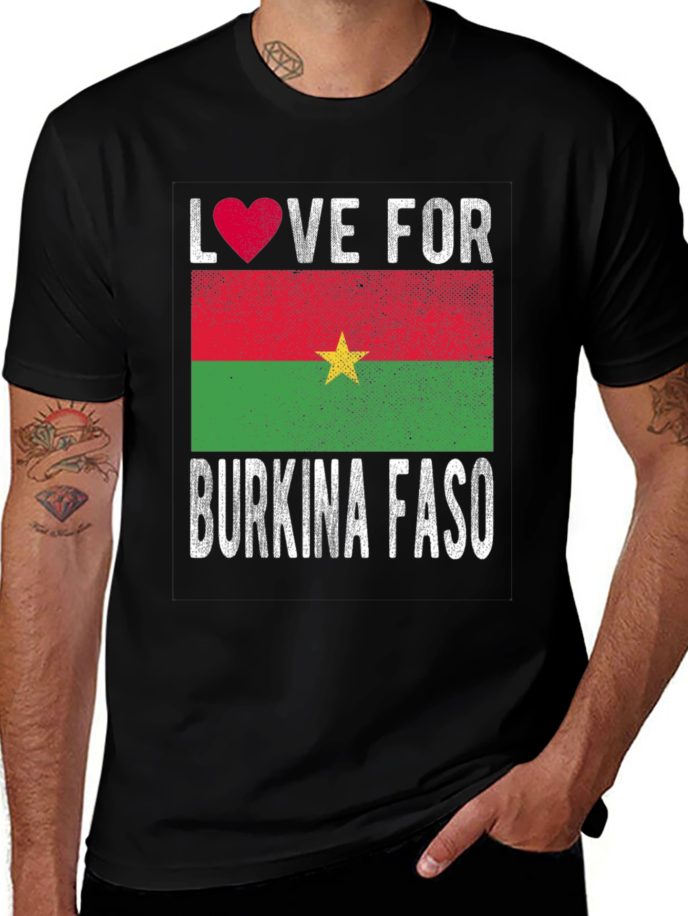 Variant 4 of Burkina Faso Love Heart Flag T-Shirt